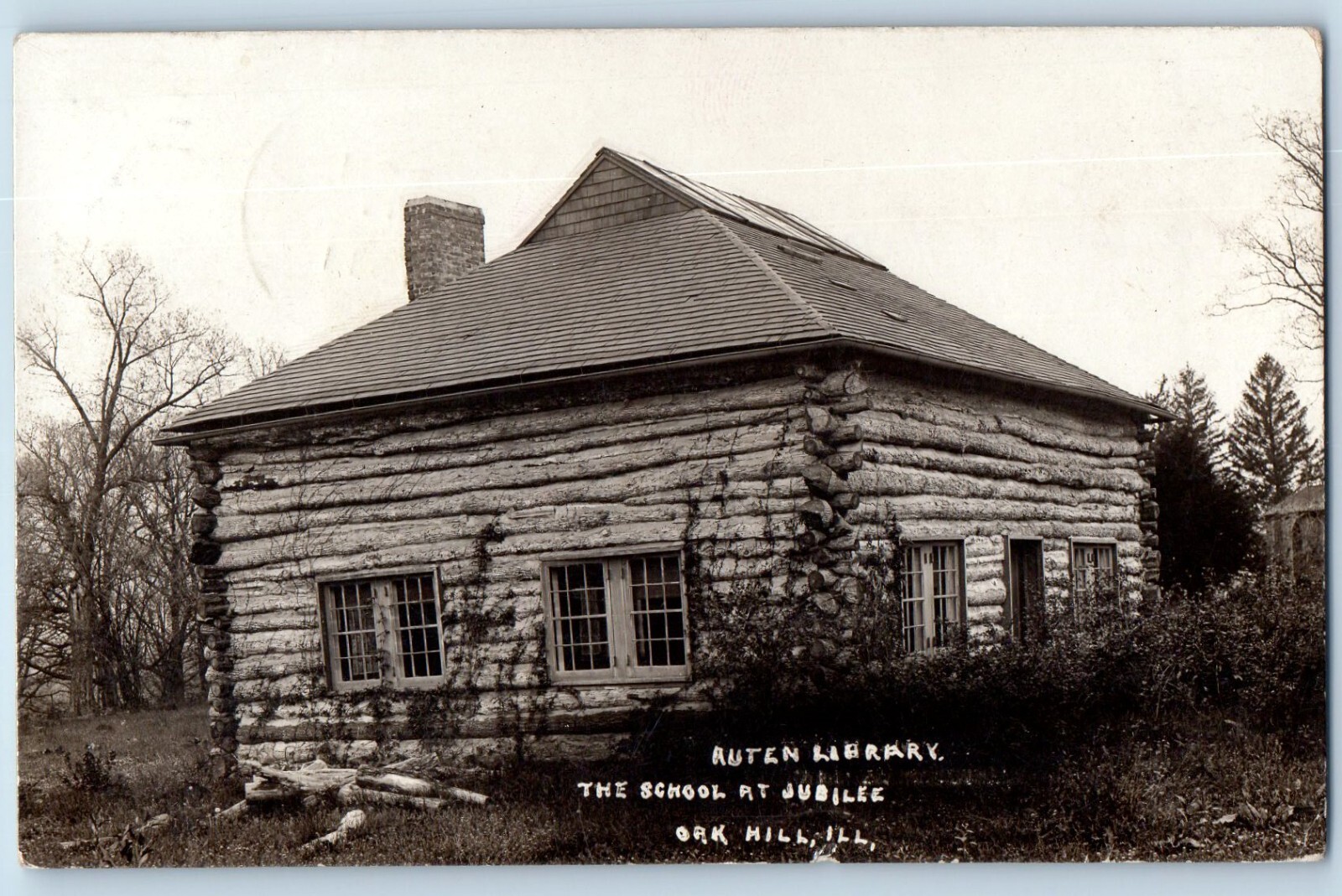 Oak Hill Illinois Postcard RPPC Photo Auten Library The School At Jubilee 1911