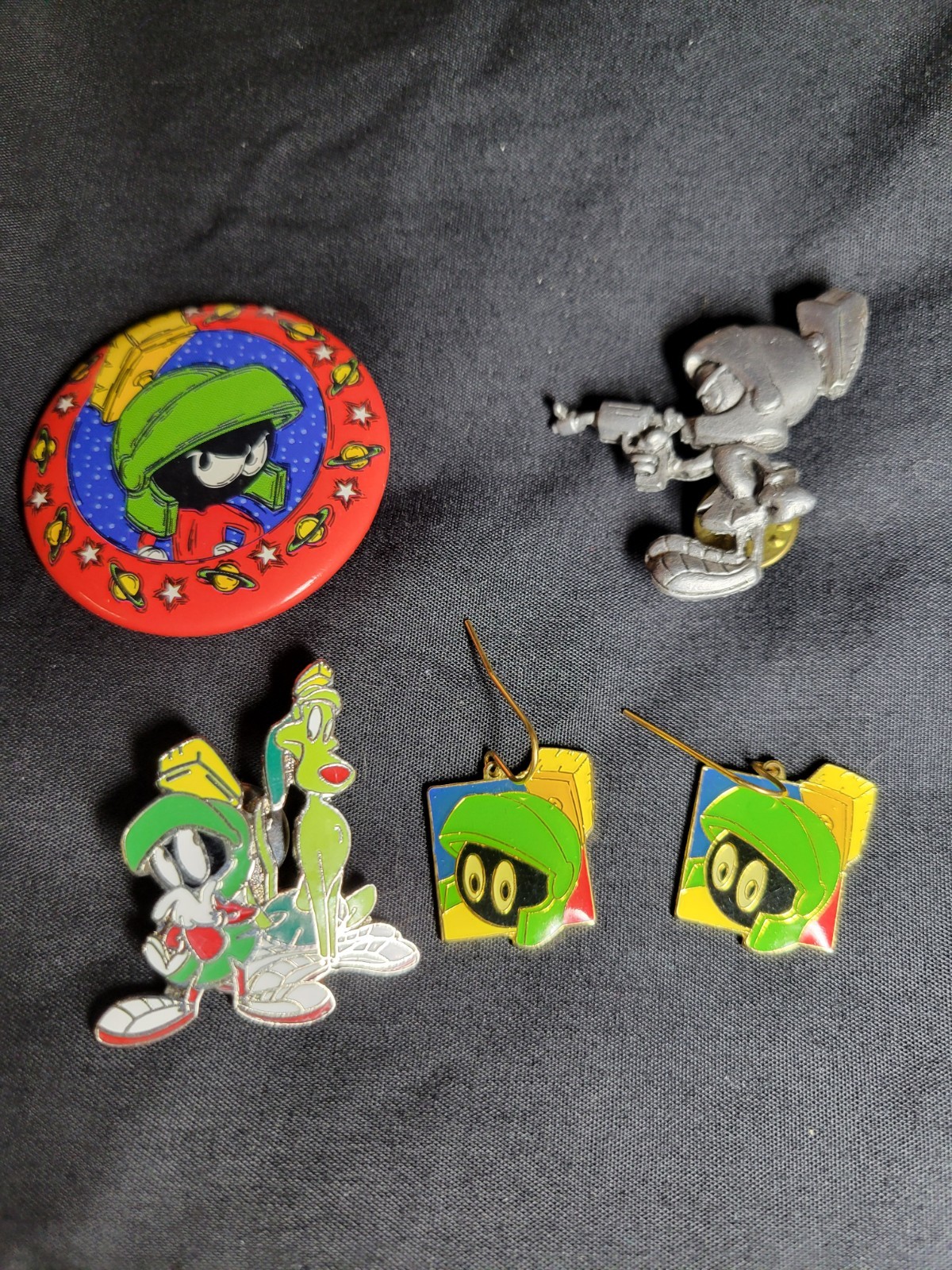 Vintage Marvin the Martian Pins and Earrings