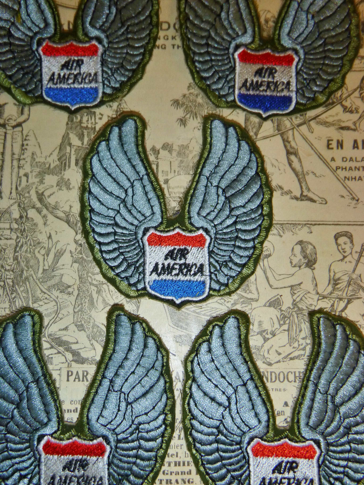 AIR AMERICA - CIA AIRLINE - Lot of 5 Wings Patch - LAOS CAMBODIA, Vietnam War