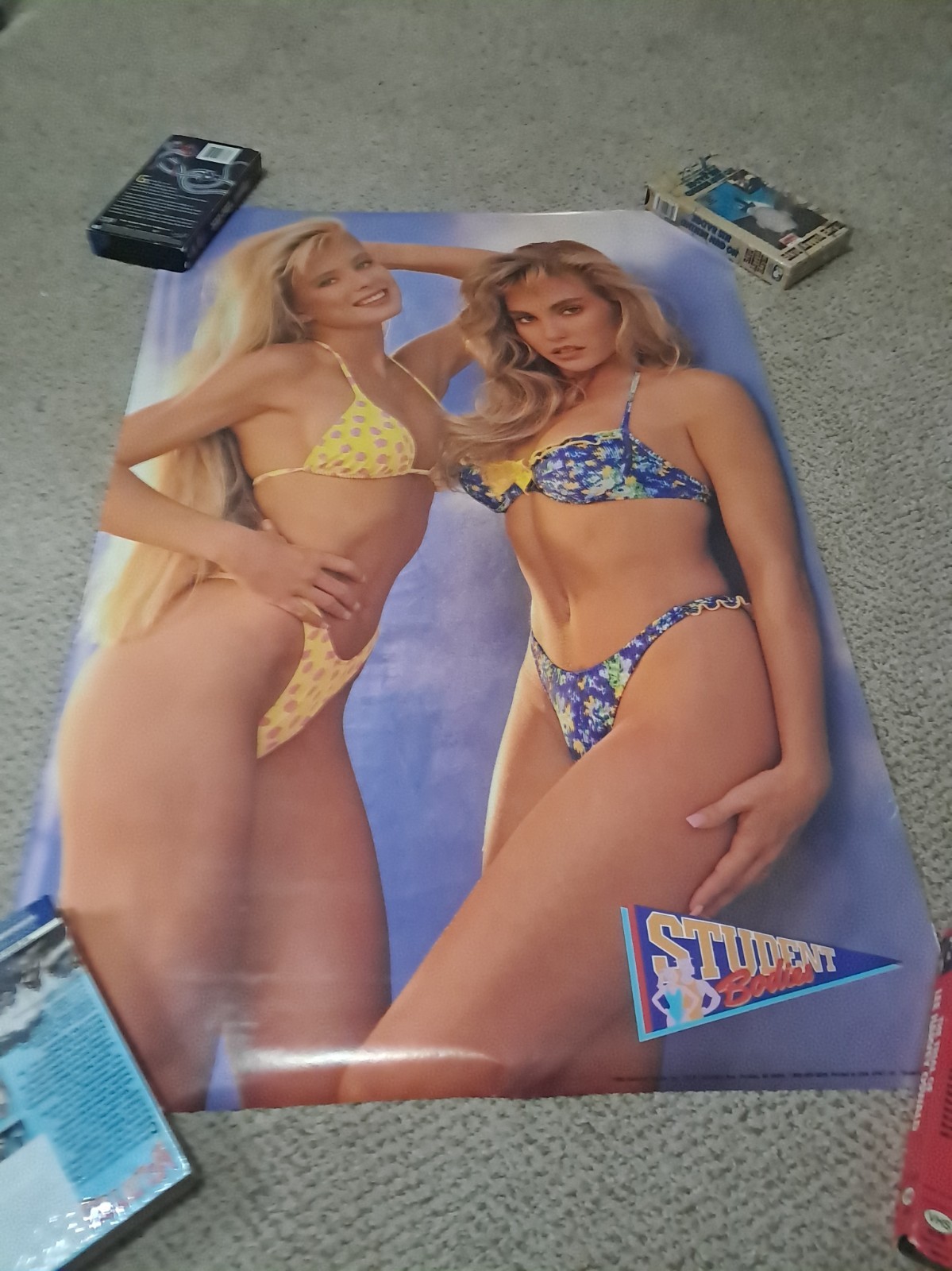 Vtg 90s Mancave Pinup Poster Blonde Girls In Bikinis 34.5x23