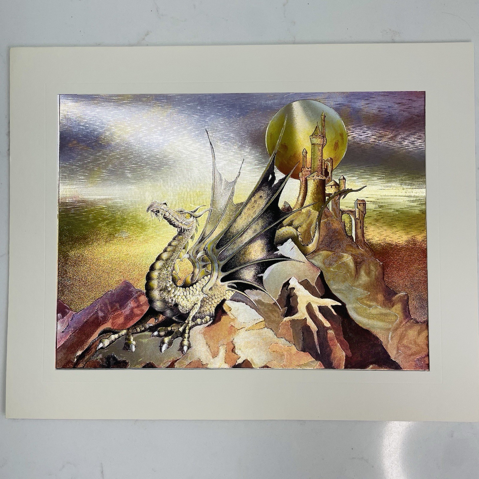 Vintage Dufex F J Warren 8x10 Foil Print Fantasy Art Pictures Dragon