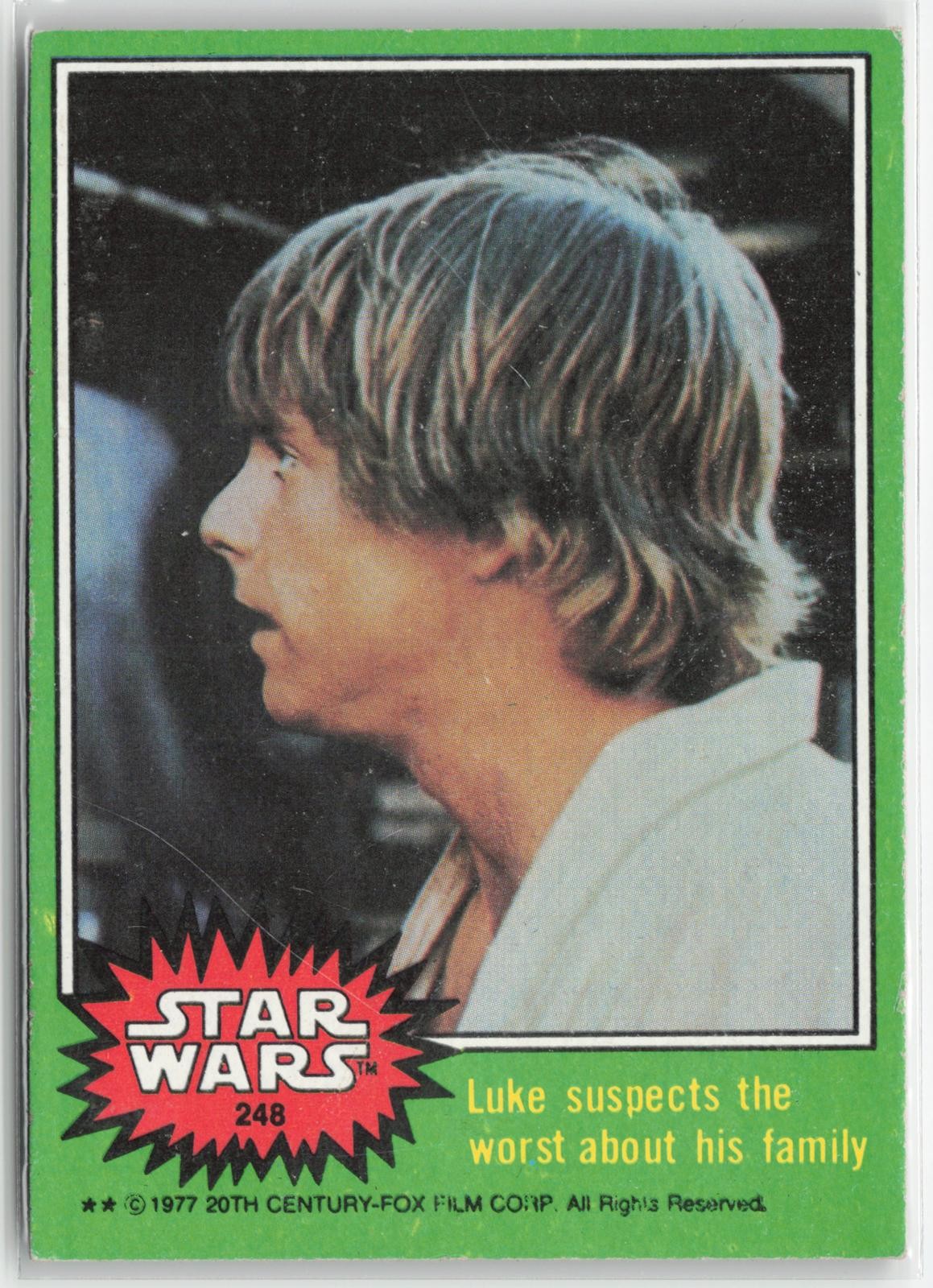 1977 Topps Star Wars Luke suspects the worst about his family #248