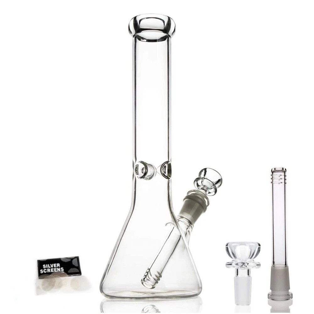 10 inch Heavy Glass Bong Water Pipe Smoking Bong Beaker + 14mm Bowl hookah USA