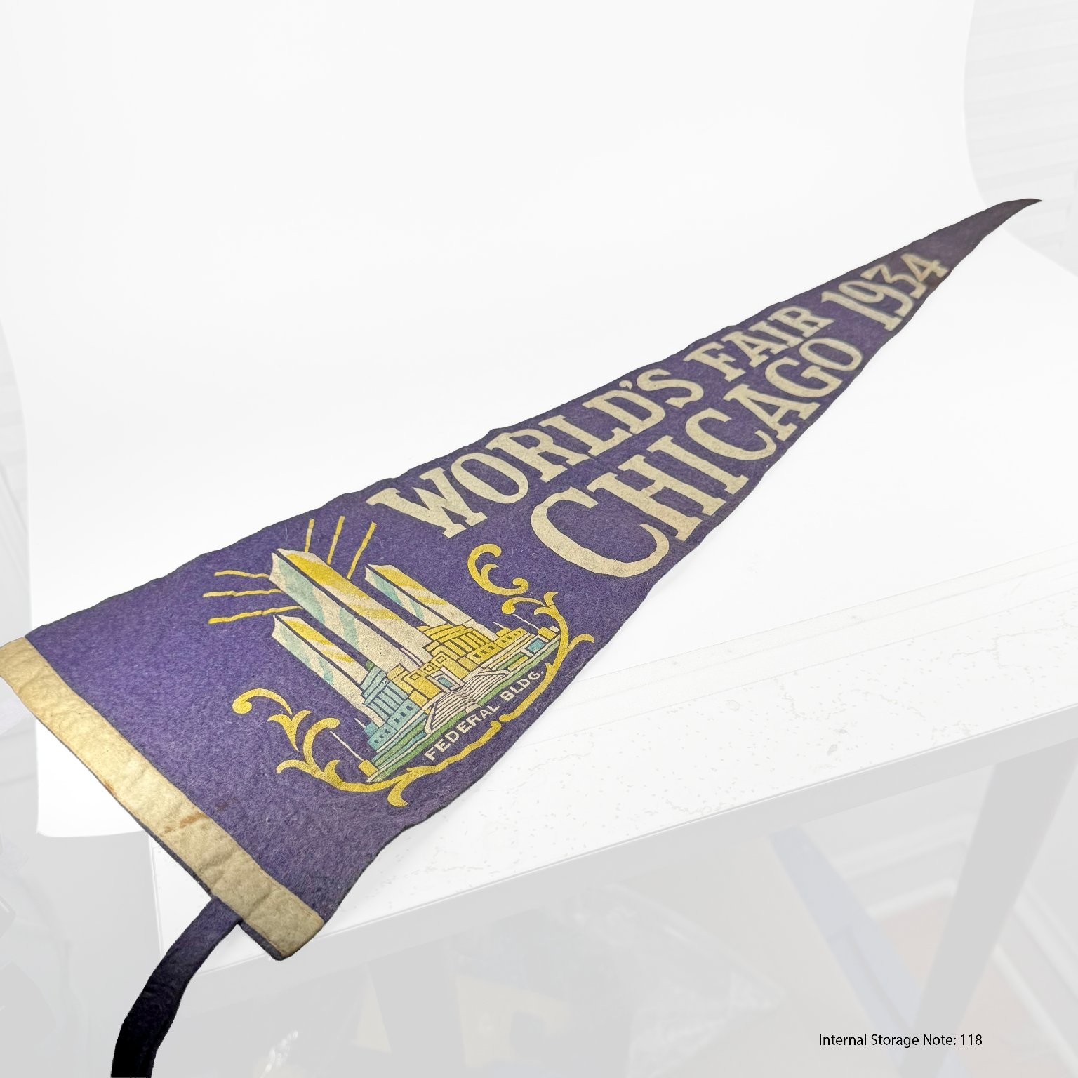 Vintage 1934 Chicago World\'s Fair Century of Progress Pennant Federal Building