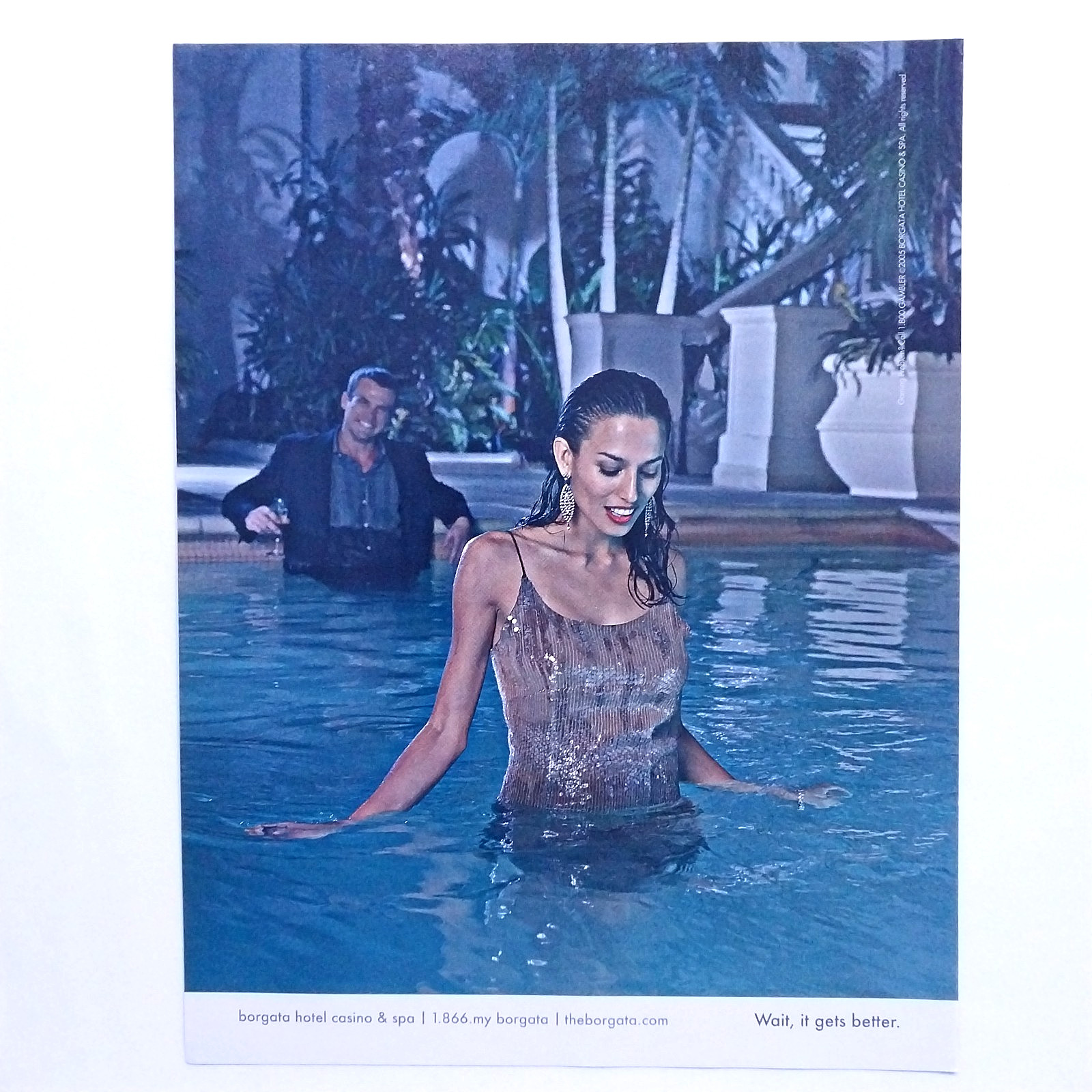 2005 The Borgata Hotel Casino and Spa Vintage Print Ad Pretty Woman Pool Y2K Art 2005 The Borgata Hotel Casino and Spa Vintage Print Ad Pretty Woman Pool Y2K Art