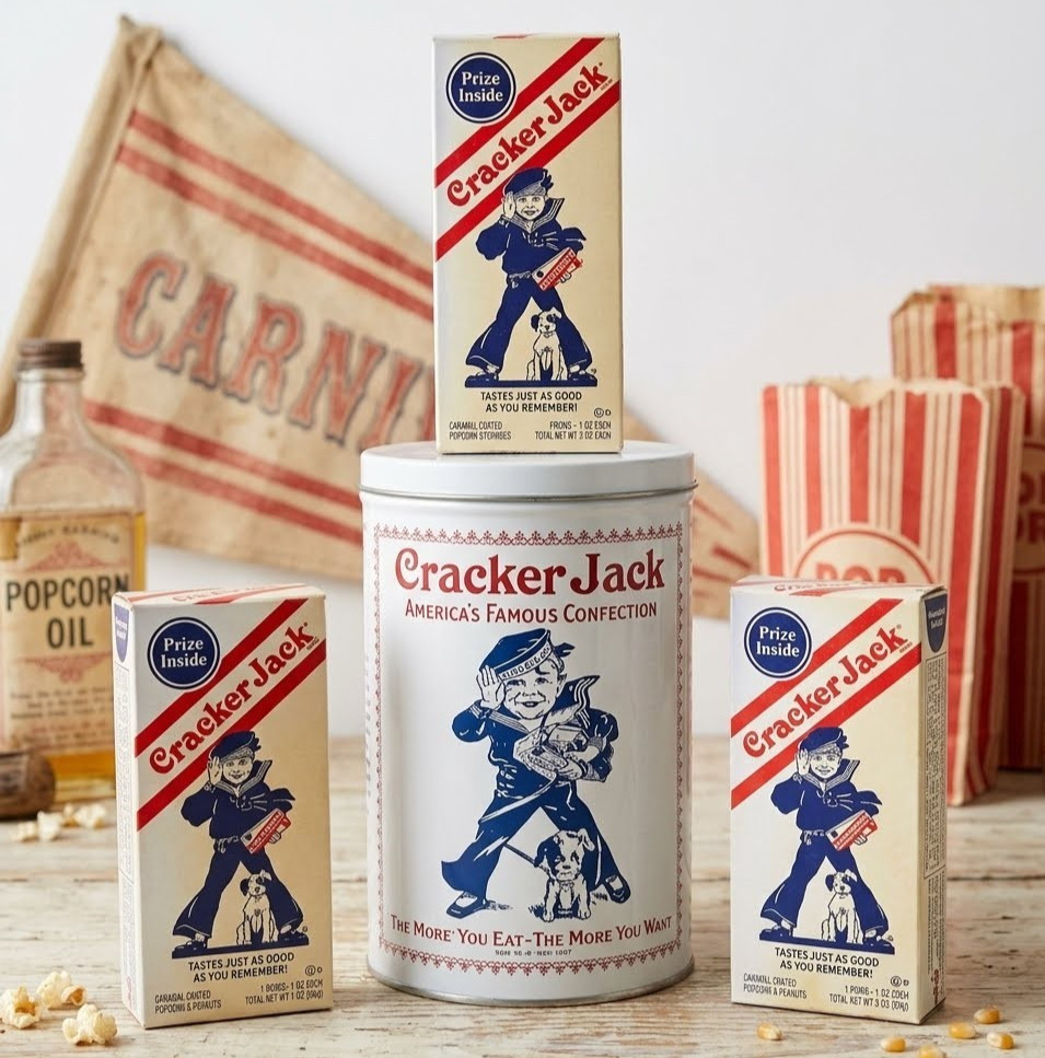 Vintage 1980  Cracker Jack Sailor Collector Tin Canister and 3 2004 FULL BOXES