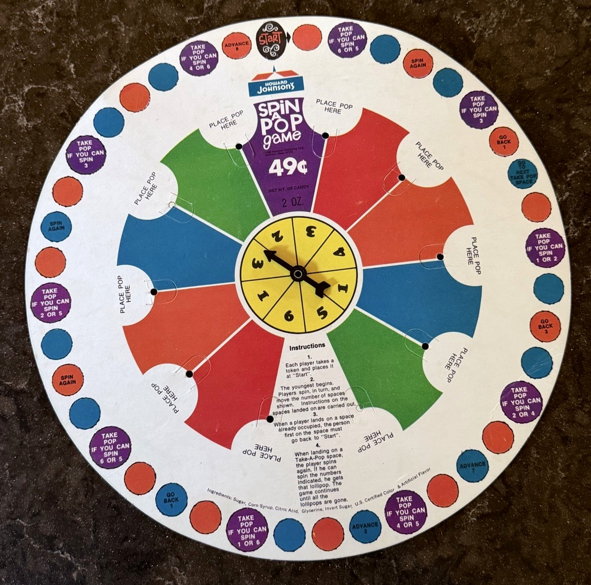 1968 Vintage Howard Johnson’s SPIN A POP Store Display Candy Lollipop Game 1968 Vintage Howard Johnson’s SPIN A POP Store Display Candy Lollipop Game