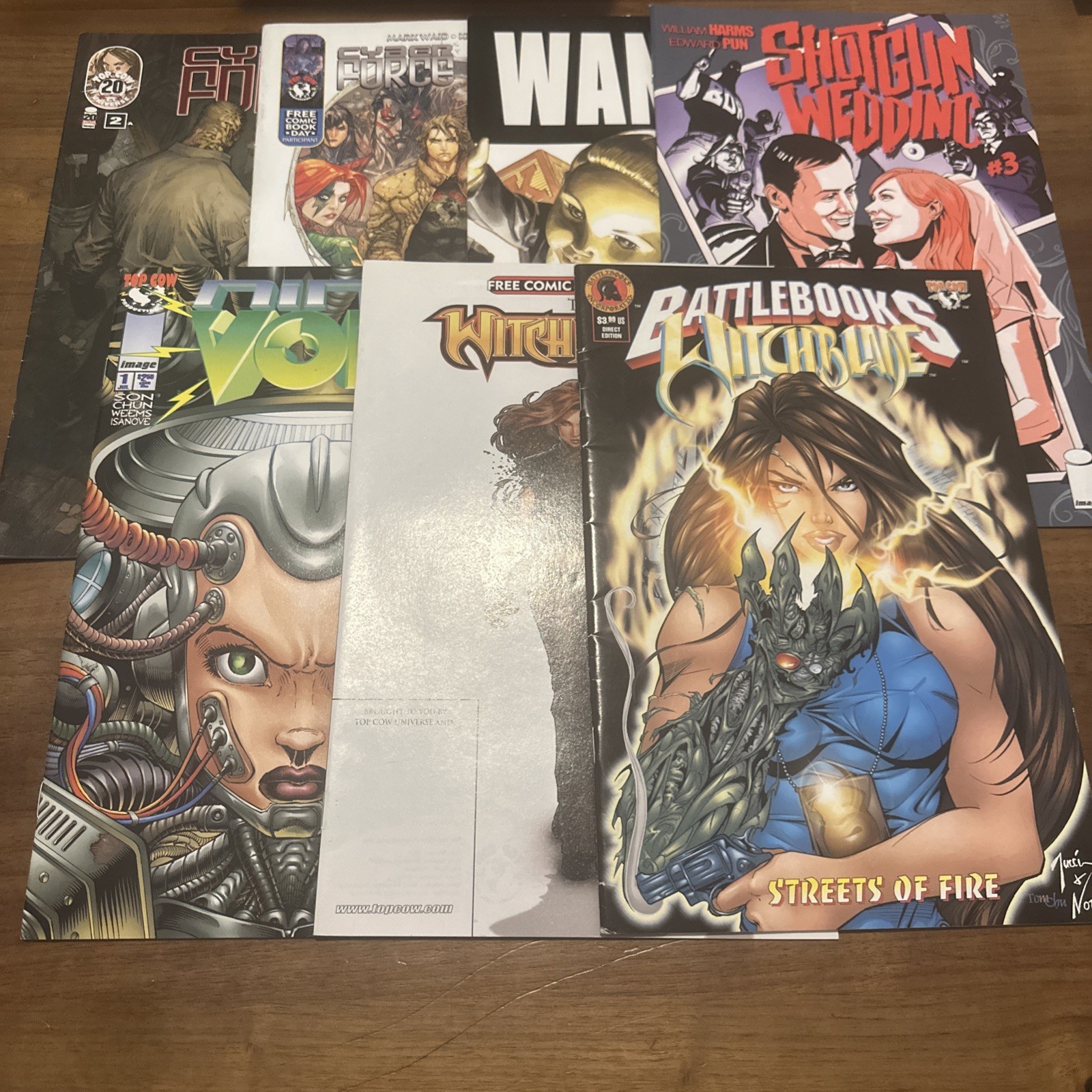Lot Of 7 Top Cow Comics Cyber Force Witchblade Wanted Nine Volt Shotgun Wedding