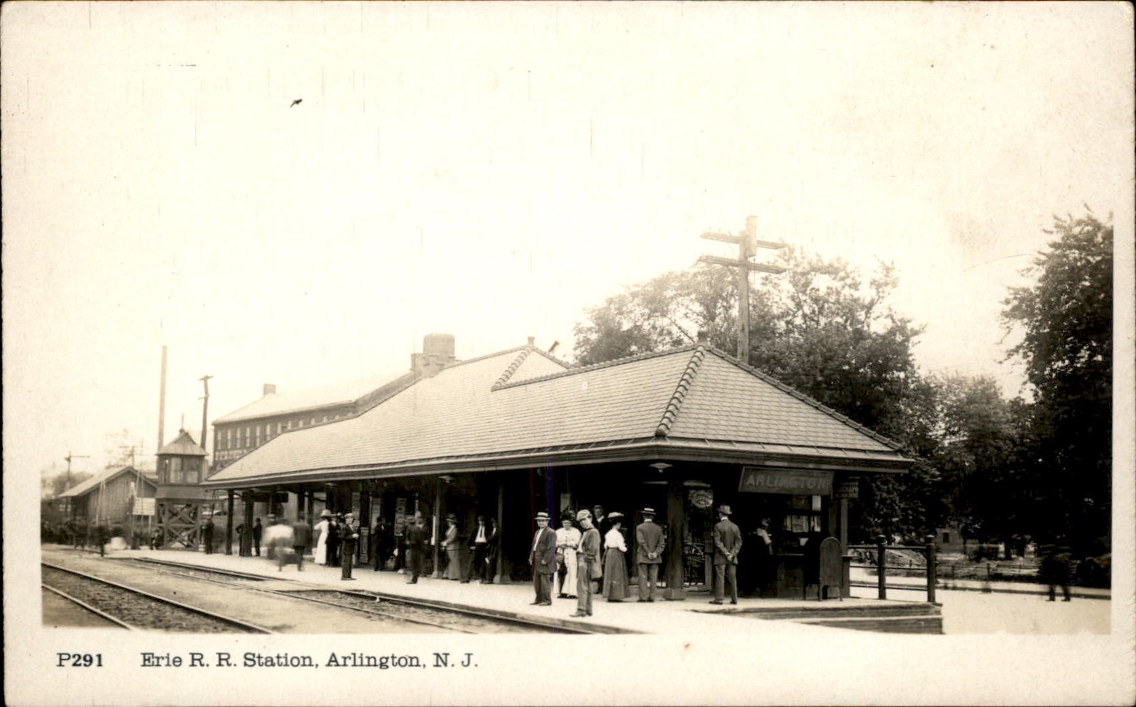 Arlington NJ Erie R. R. Station Depot c1910s Real Photo Vintage Postcard bhn