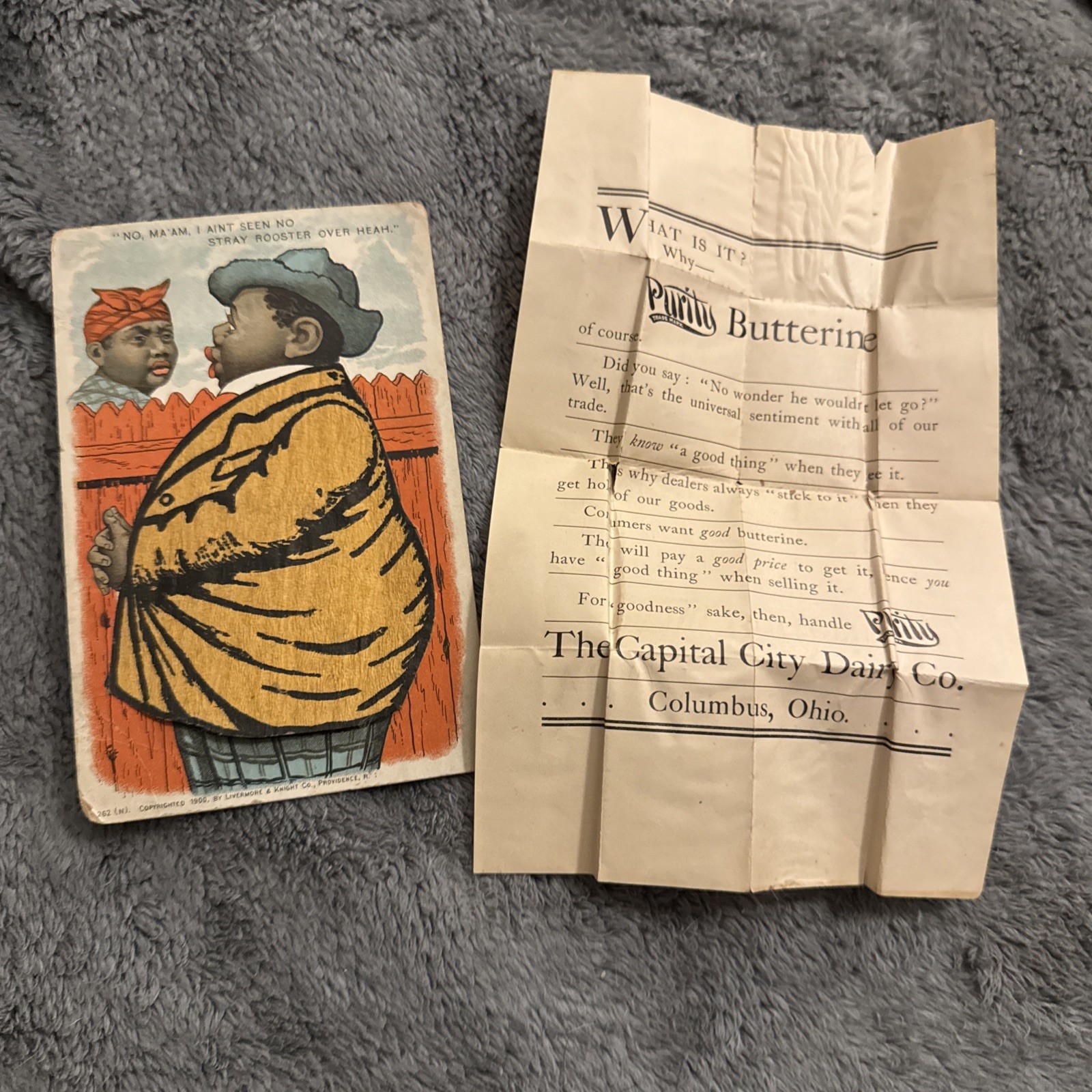 Rare 1900 Purity Butterine AD Rooster Tail Livermore Knight Columbus Ohio Rare 1900 Purity Butterine AD Rooster Tail Livermore Knight Columbus Ohio