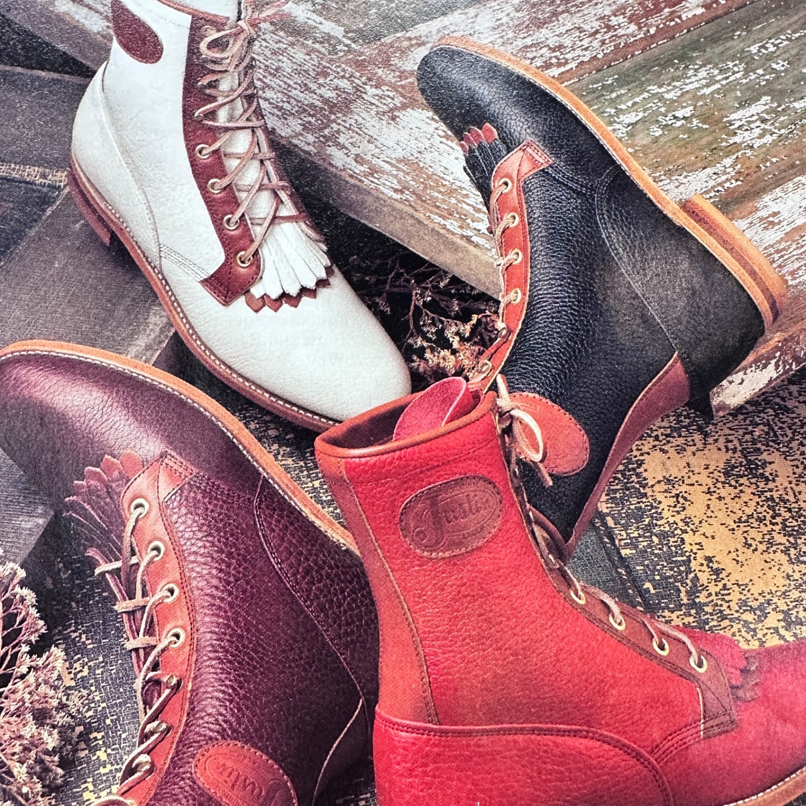 1993 Justin Boot Company Spectators Roper Boots Vintage Print Ad Fort Worth TX