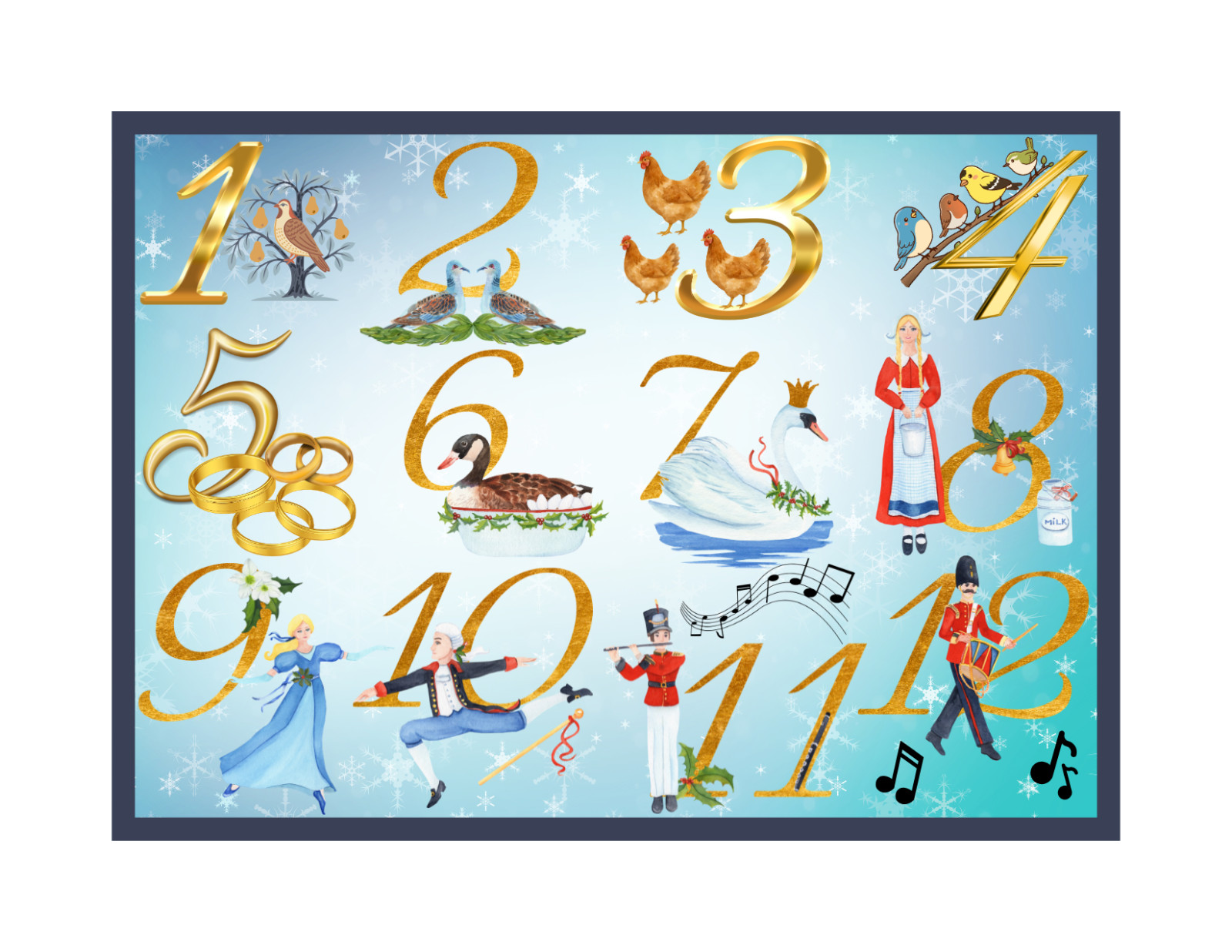 12 Days of Christmas Holiday Refrigerator Magnet