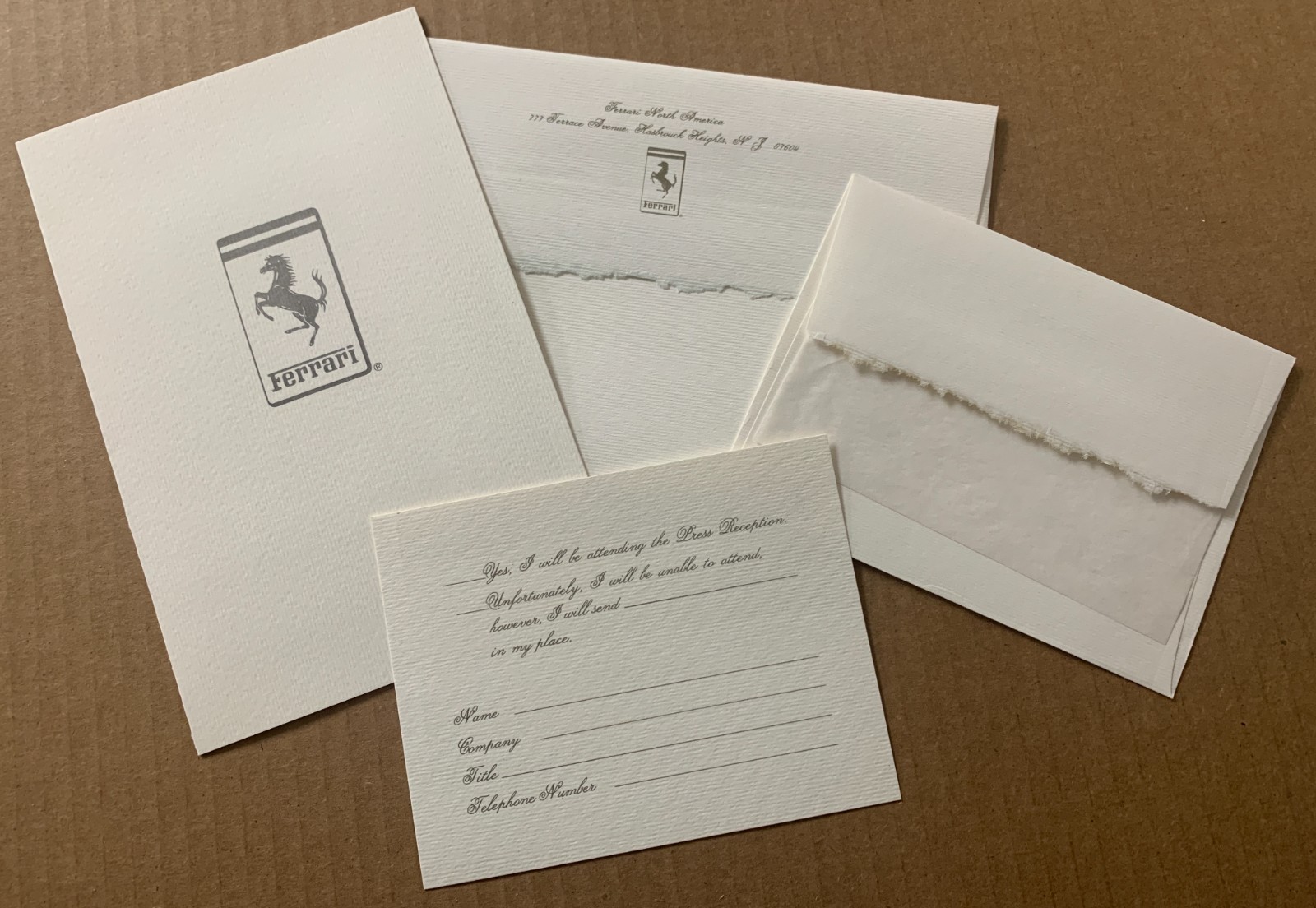 Ferrari 1984 Original Invitation to Premier Showing of Ferrari Testarossa in NYC