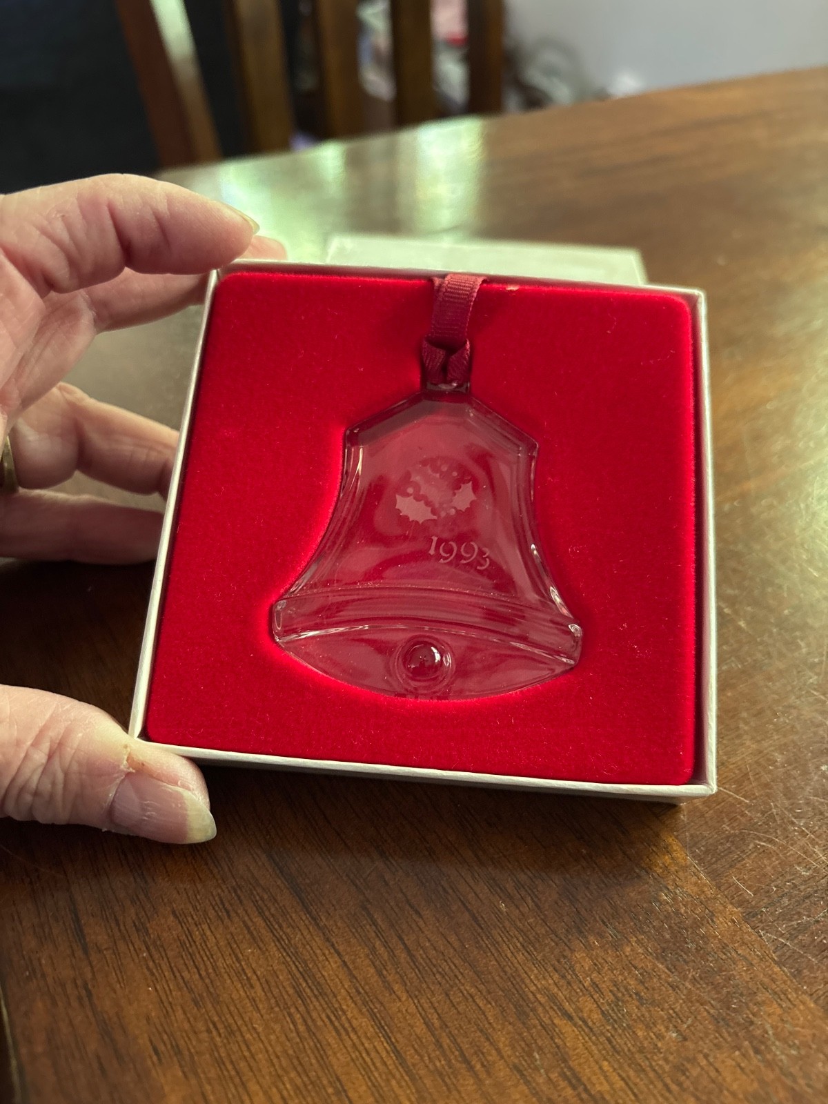 Orrefors Crystal BELL Ornament 1993 Christmas Holiday Mint in Box