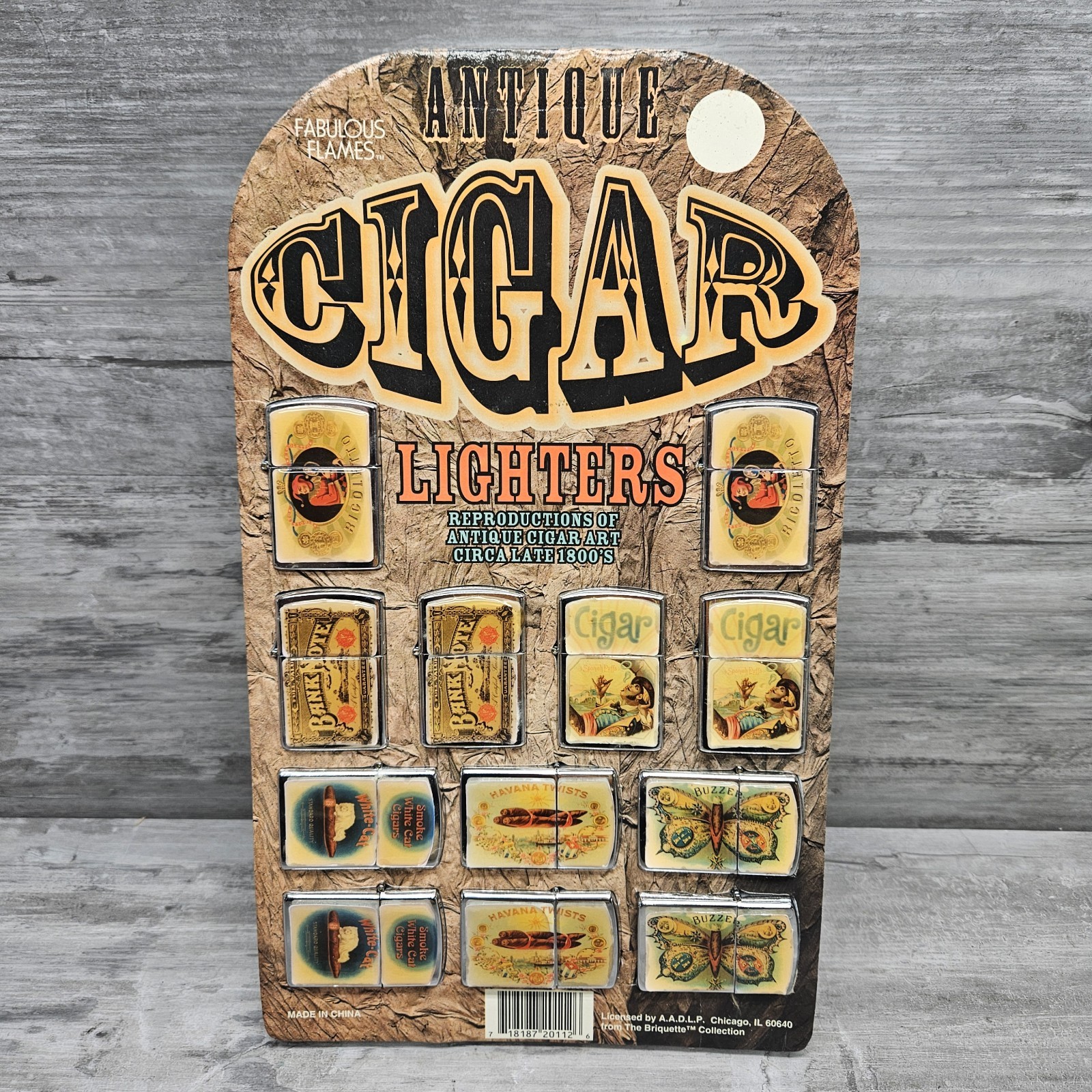 Vtg 12 NOS Antique Cigar Novelty A.A.D.L.P. Cigarette Lighters Counter Display