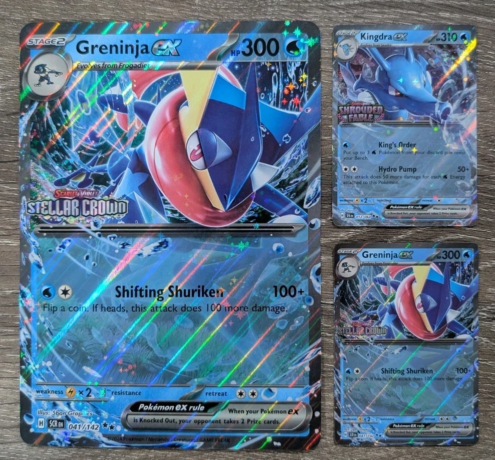 3 Cards - *JUMBO* Pokémon TCG Greninja EX 041/142 *STELLAR CROWN STAMPED* Promo 3 Cards - *JUMBO* Pokémon TCG Greninja EX 041/142 *STELLAR CROWN STAMPED* Promo