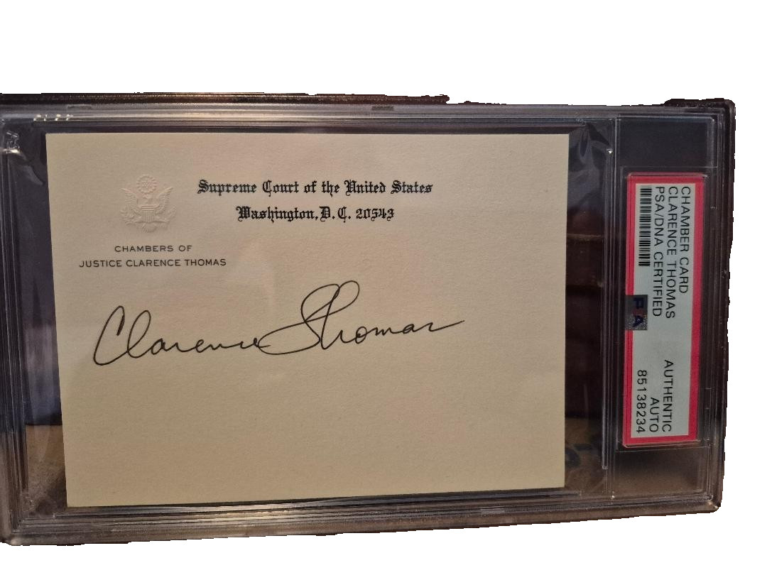 CLARENCE THOMAS Hand Signed SUPREME COURT SCOTUS  Chambers Card PSA Encapsulated