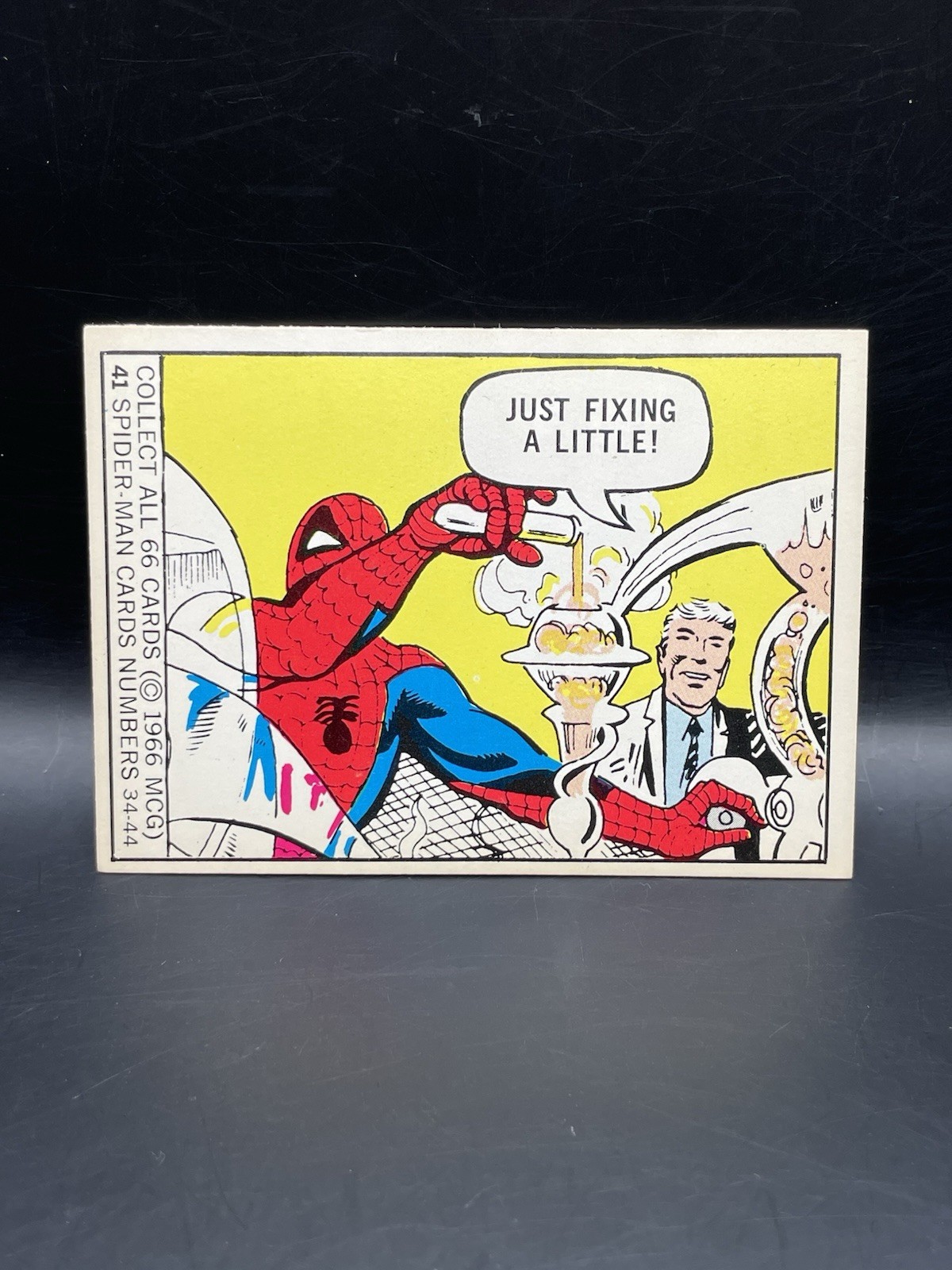 1966 Donruss Spider-Man Card #41 Just Fixing A Little 🔥 1966 Donruss Spider-Man Card #41 Just Fixing A Little 🔥
