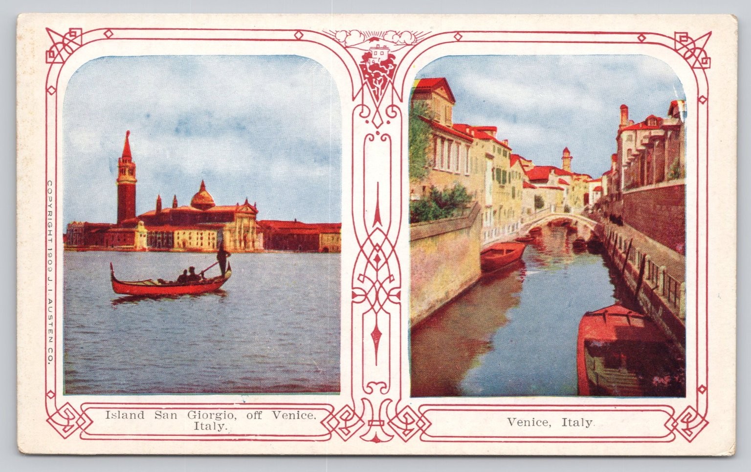 1900 Venice Italy Postcard - San Giorgio & Grand Canal - J. Austen Co. Vintage