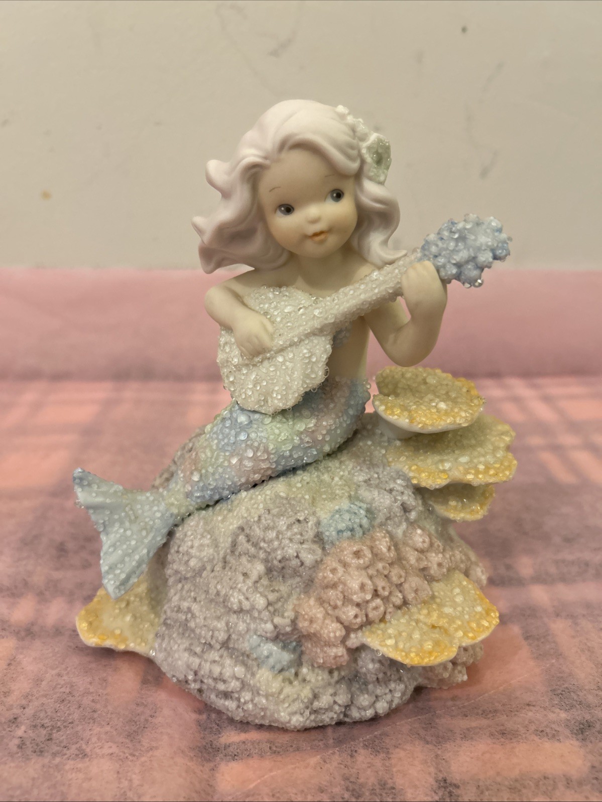 Vtg 1993 Enesco Allegra By The Beautiful Sea Mermaid Music Box Figurine Pastels