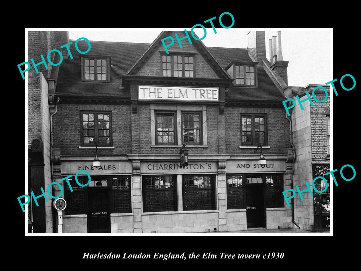 OLD LARGE HISTORIC PHOTO HARLESDON LONDON ENGLAND THE ELM TREE TAVERN c1930