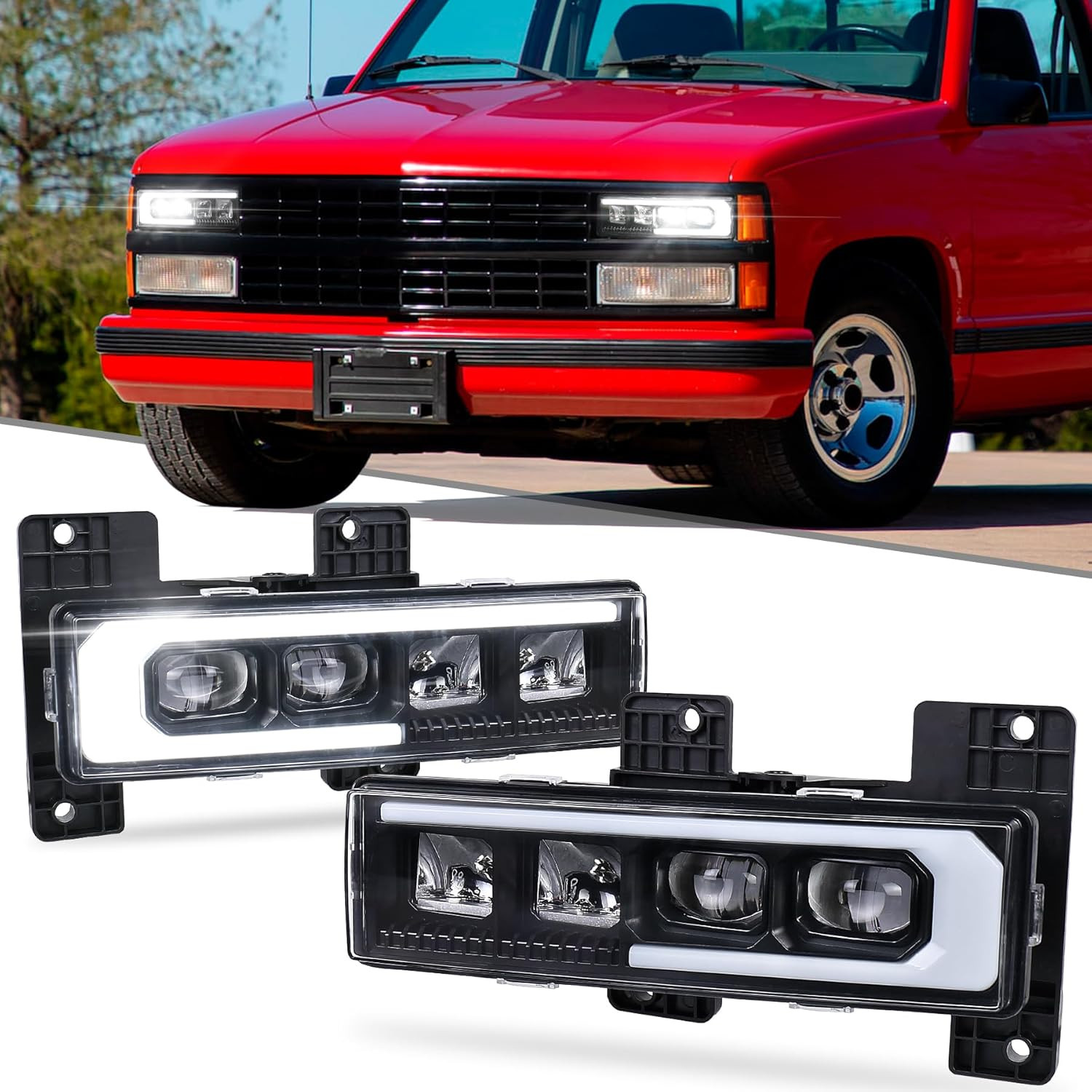 NEW LED Headlights Assembly Upgrade 500% Brighter Projector Headlights with DRL