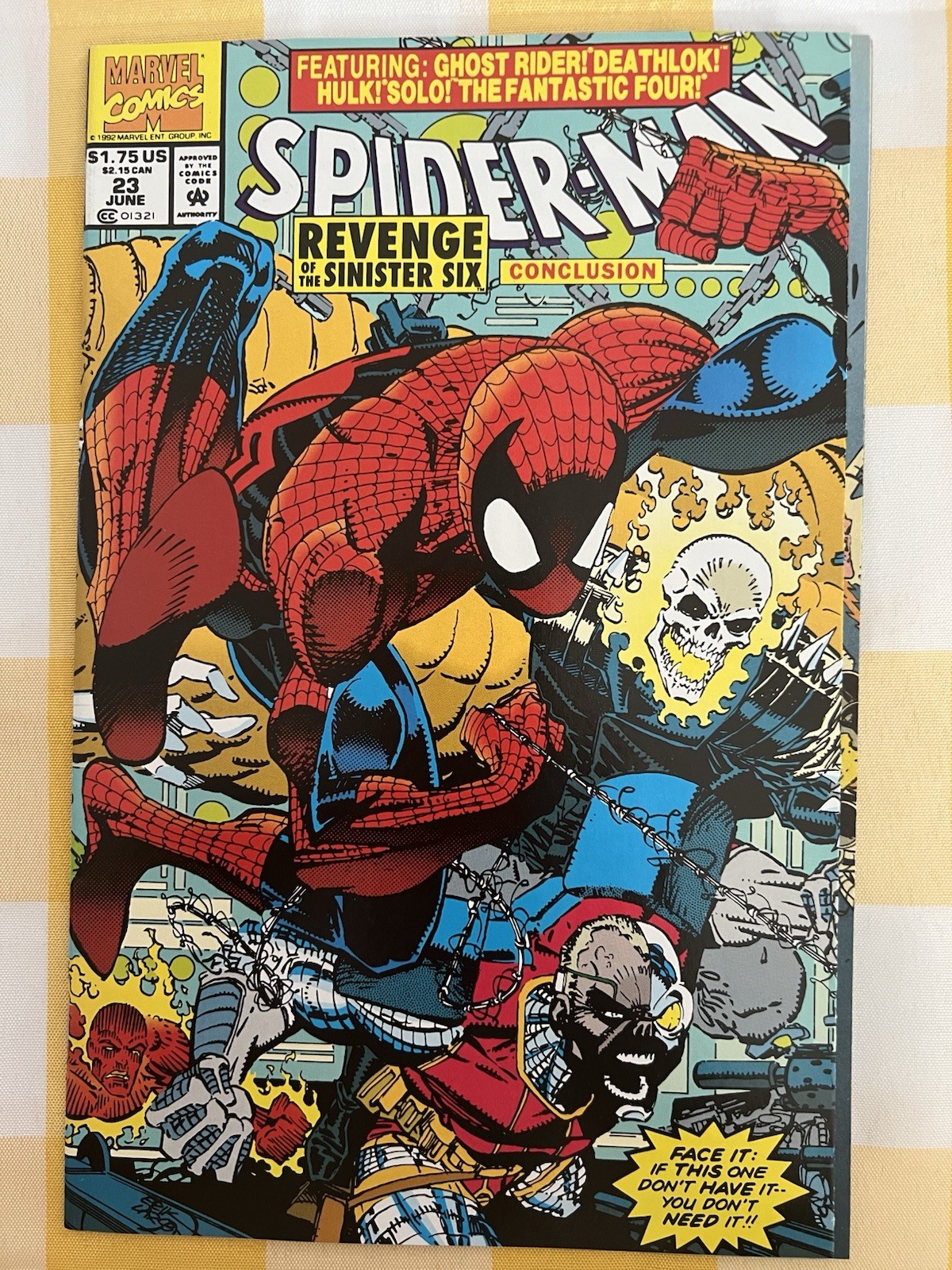 Spider-Man #23 Sinister Six Ghost Rider NEWSSTAND (Jun 1992 Marvel)Near Mint