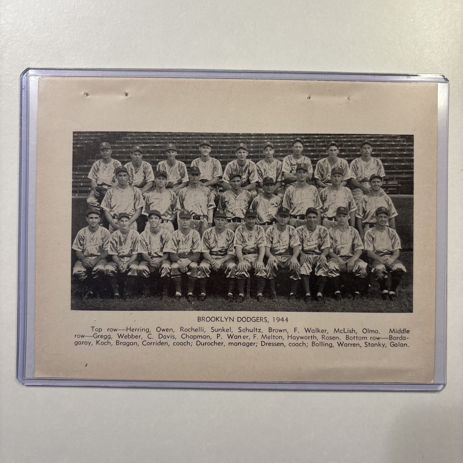 1944 Brooklyn Dodgers Team Picture Rare Vintage Baseball Antique Leo Durocher