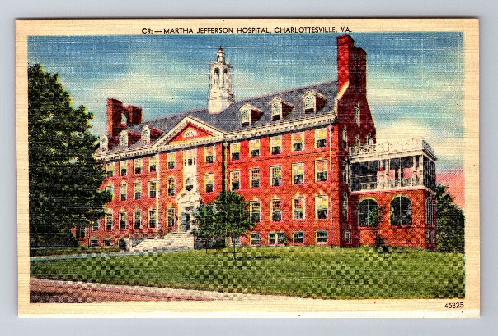 Charlottesville VA-Virginia, Martha Jefferson Hospital Antique Vintage Postcard