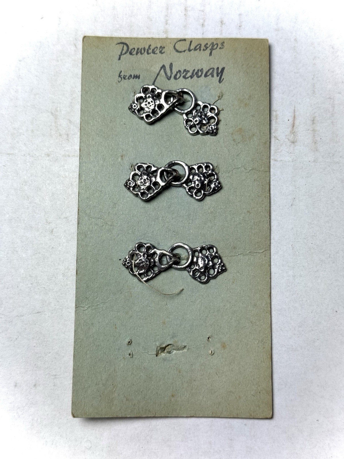 Vintage Pewter Cloak Clasp from Norway French filigree pattern Brand New