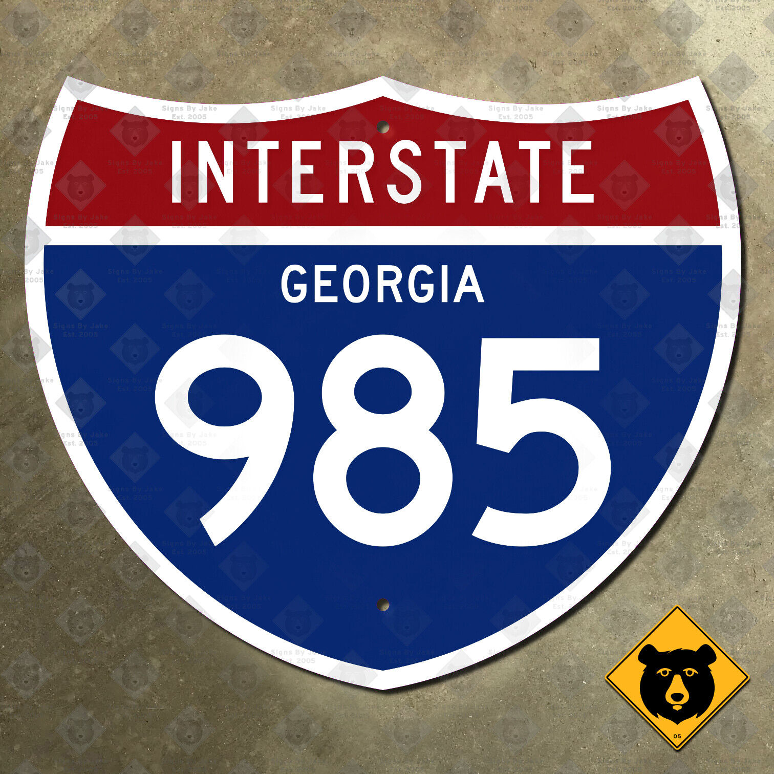 Georgia Interstate 985 route highway road sign Gainesville Suwanee 1961 21x18
