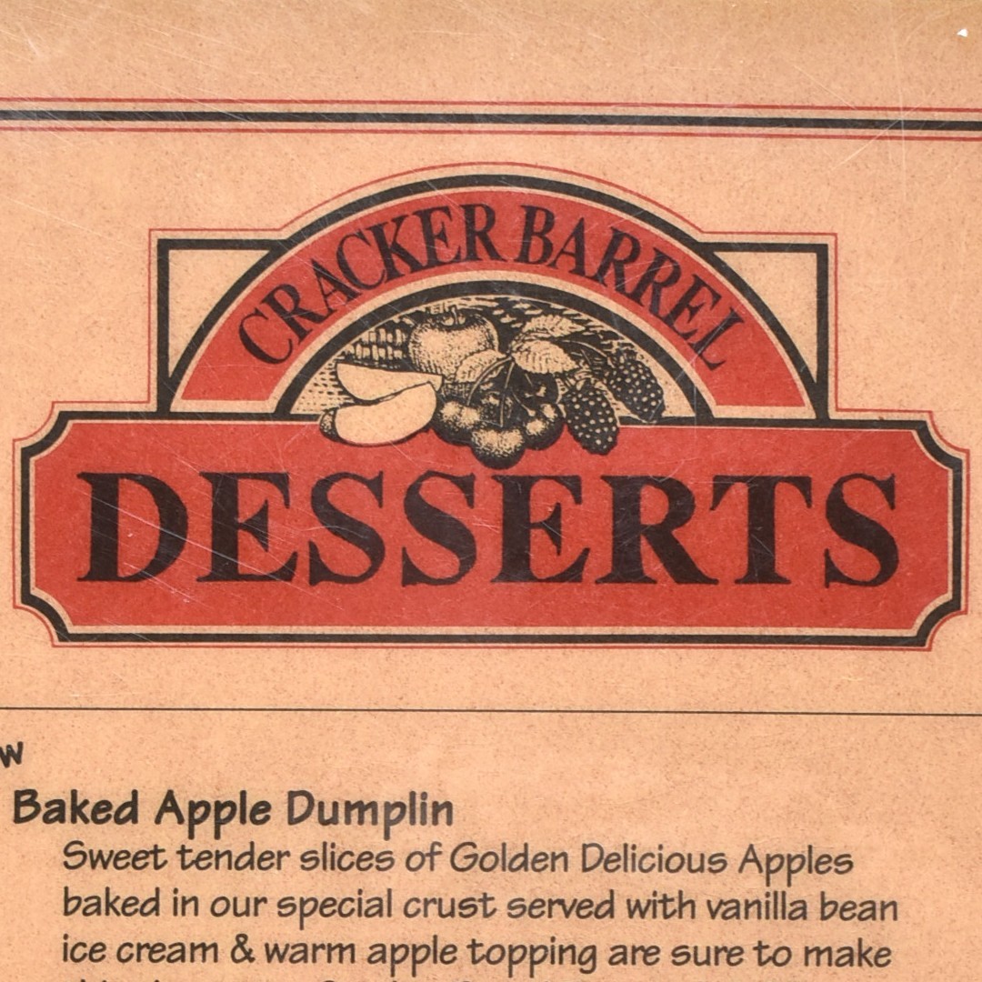 1995 Cracker Barrel Old Country Store Dessert Menu Hartmann Dr Lebanon Tennessee 1995 Cracker Barrel Old Country Store Dessert Menu Hartmann Dr Lebanon Tennessee