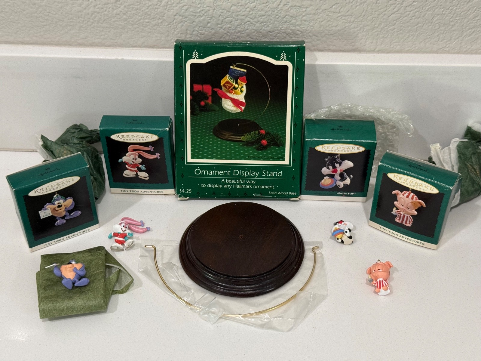Hallmark lot of vintage Tiny Toon Adventures & Ornament Display Stand Hallmark lot of vintage Tiny Toon Adventures & Ornament Display Stand