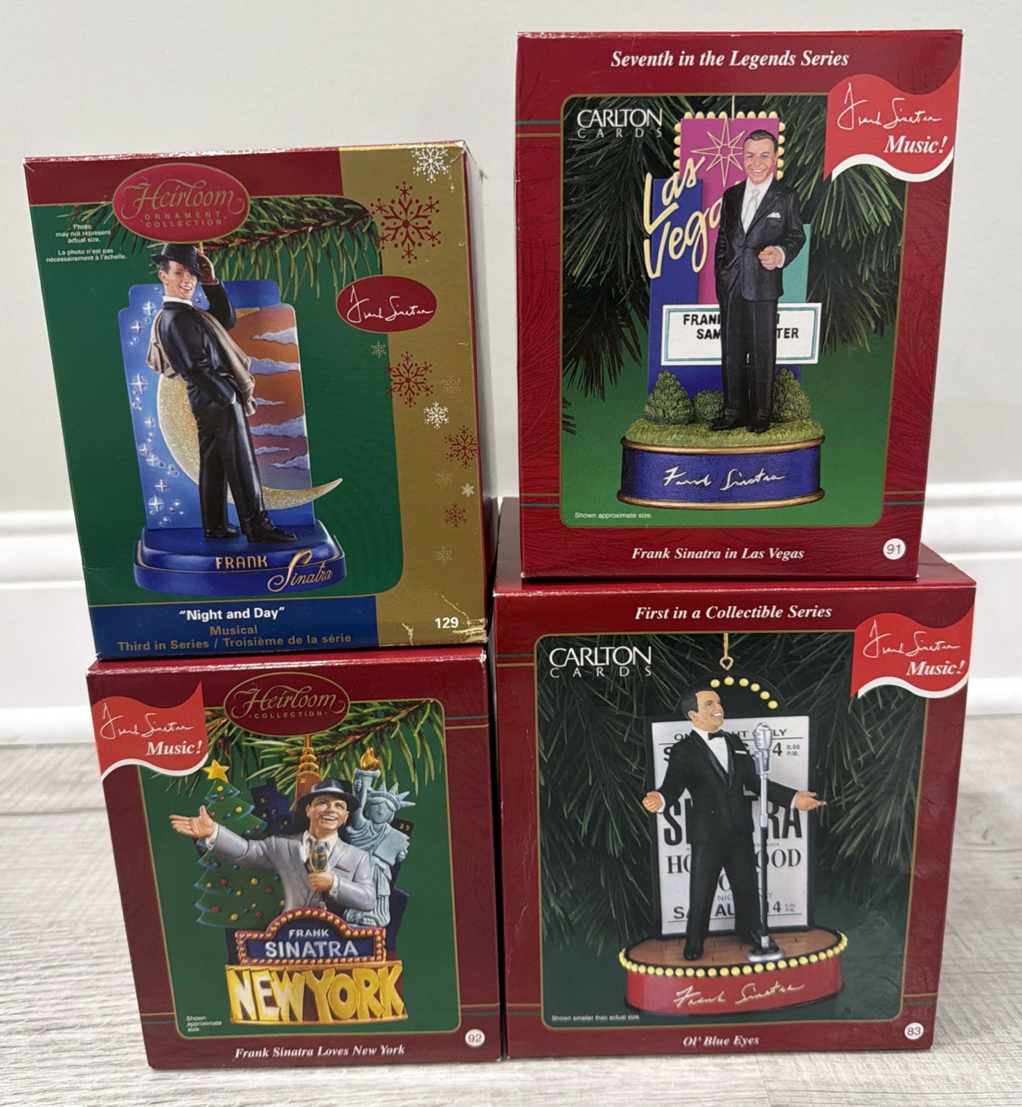 Lot of 4 Carlton Cards Heirloom Ornaments Frank Sinatra