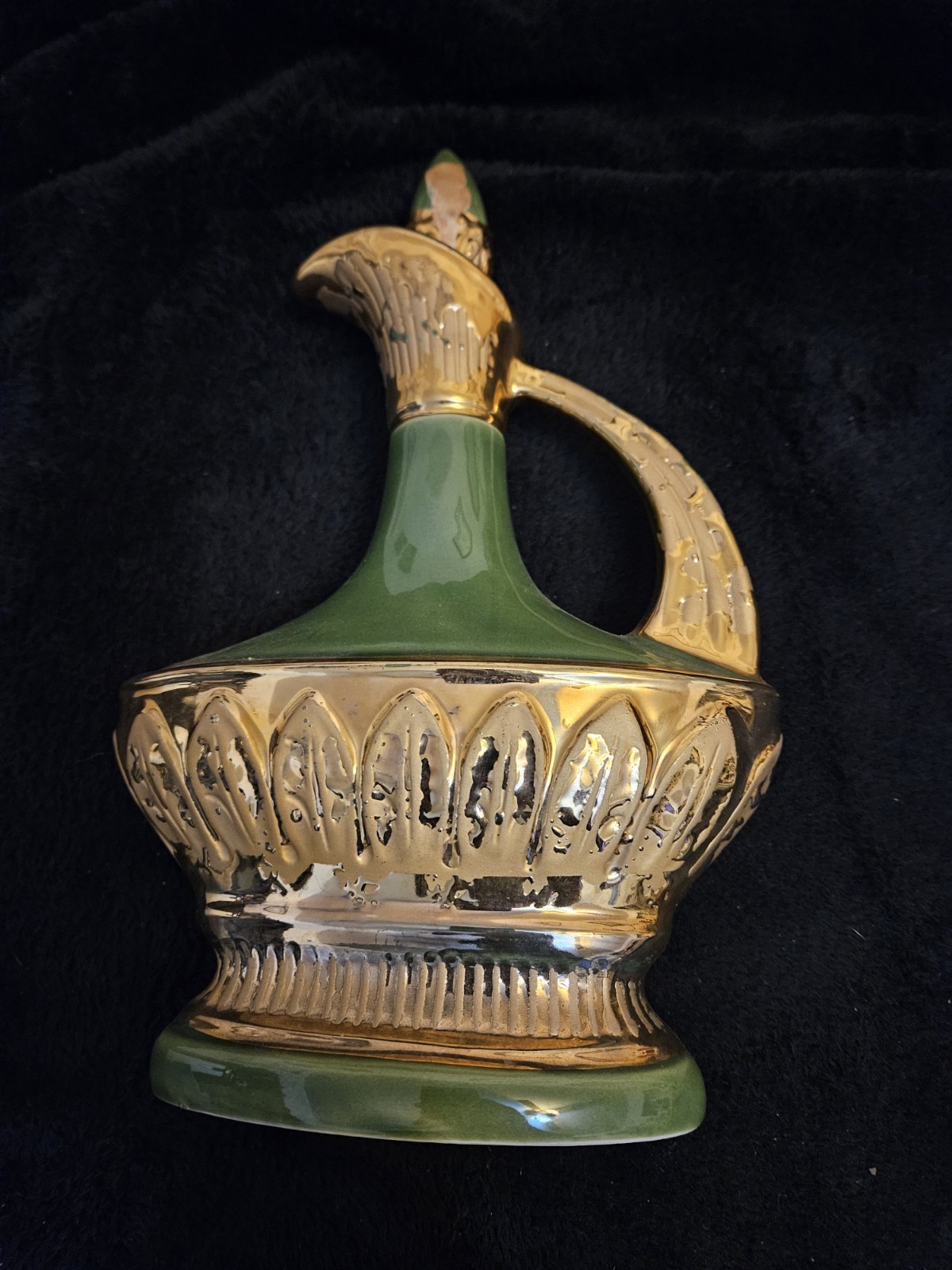 Jim Beam\'s 180 Months Old Whiskey Decanter 1967 Green Gold Bottle Empty No Chips