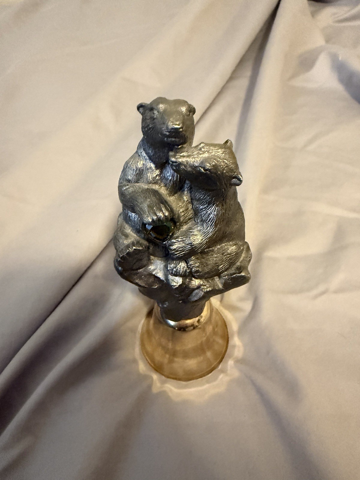 Michael Ricker 1996 2 Bears Together Pewter Statue Brass Bells