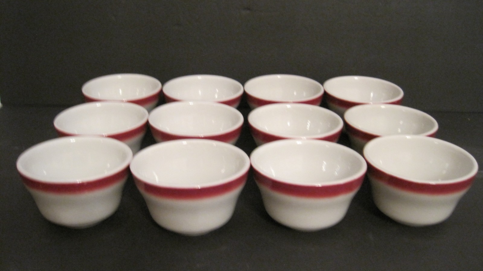 Vintage Pink Rim Custard Dessert Bowls Restaurant Ware Set of 12, 4 in x 2.25