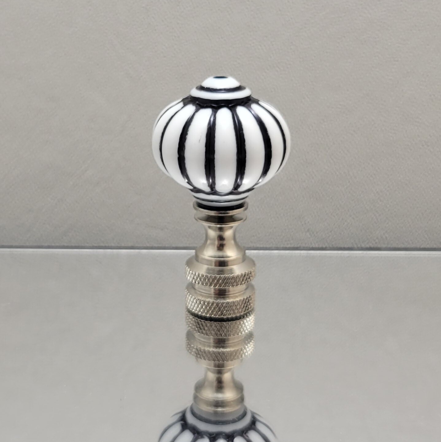 White/Black, Acrylic, Lamp Finials Nickel, Polished, Antique Brass Bases