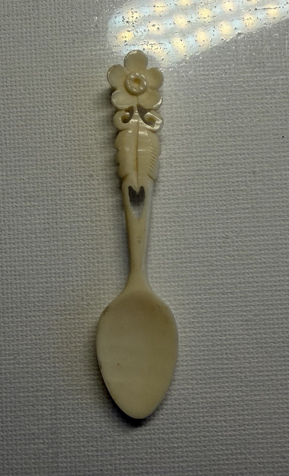 Vintage Bovine Bone Hand Carved Small Spoon One Complete One Broken