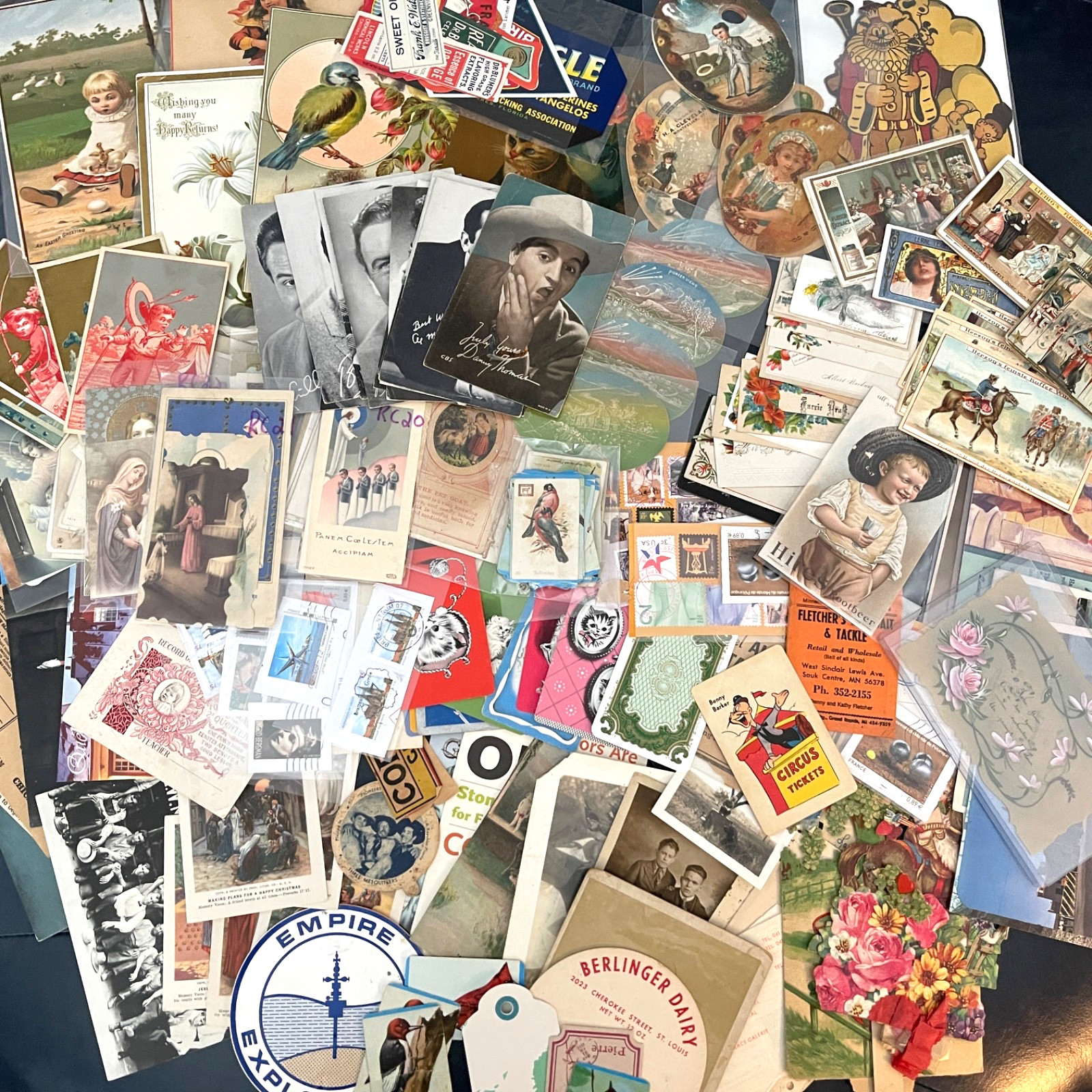 Antique Vintage Ephemera Lot 220 Trade Religious Arcade Calling Postcards Labels