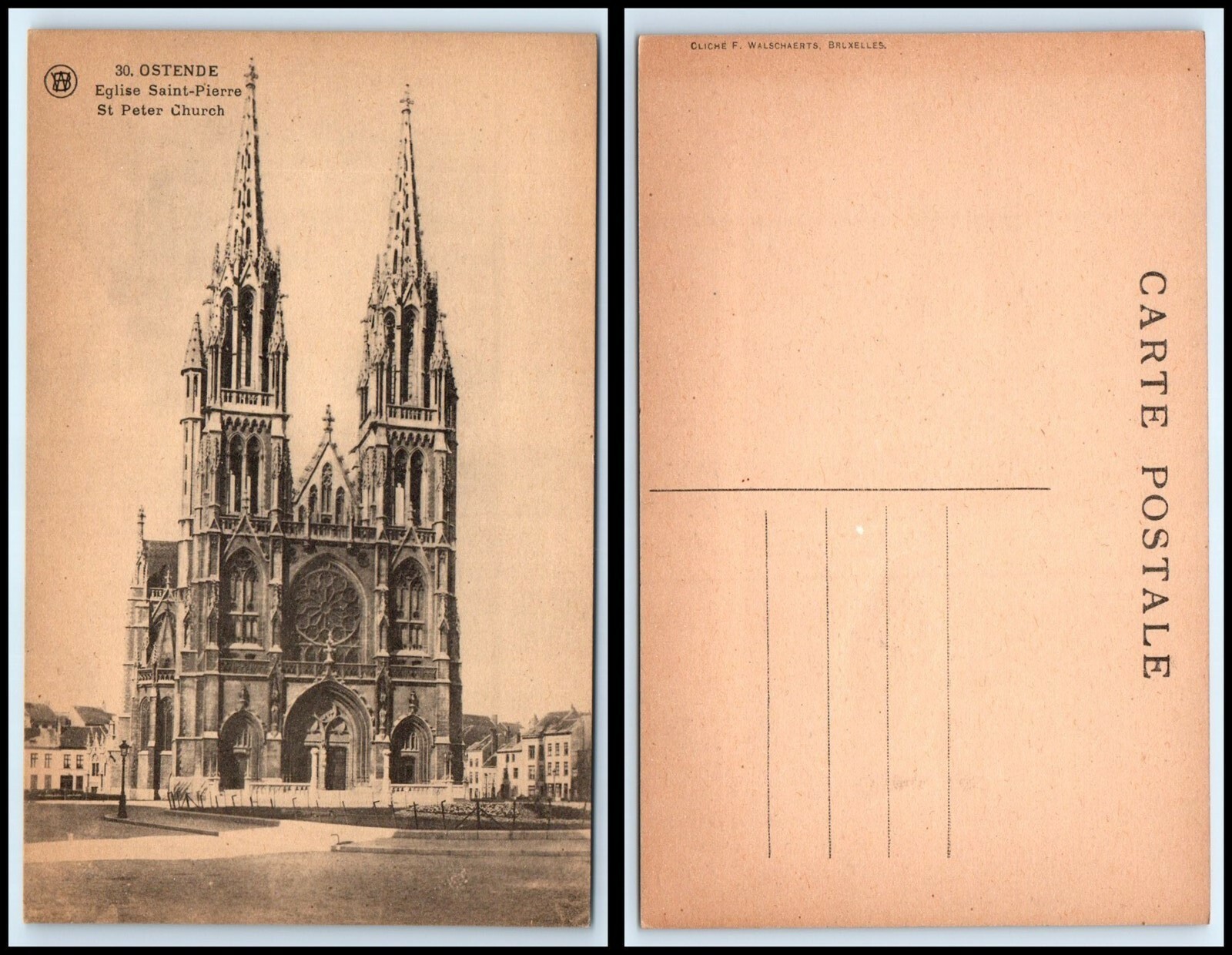 BELGIUM Postcard - Ostende, St. Peter Church B31 BELGIUM Postcard - Ostende, St. Peter Church B31