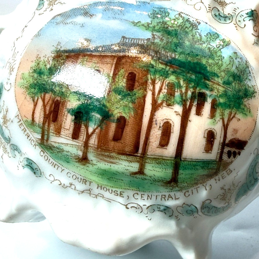 CENTRAL CITY - COURT HOUSE - NEBRASKA NE Antique Souvenir China TRINKET 
