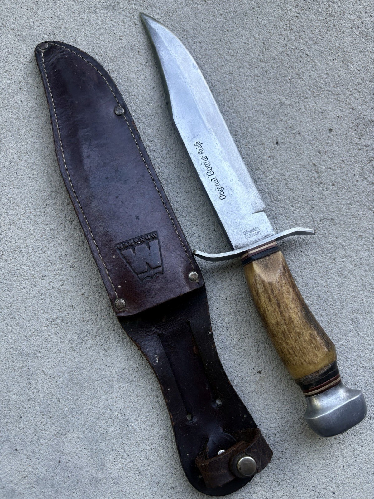 Vintage 1960-80 Sabre Monarch 171 Original Bowie Hunting Knife, Sheath Germany 