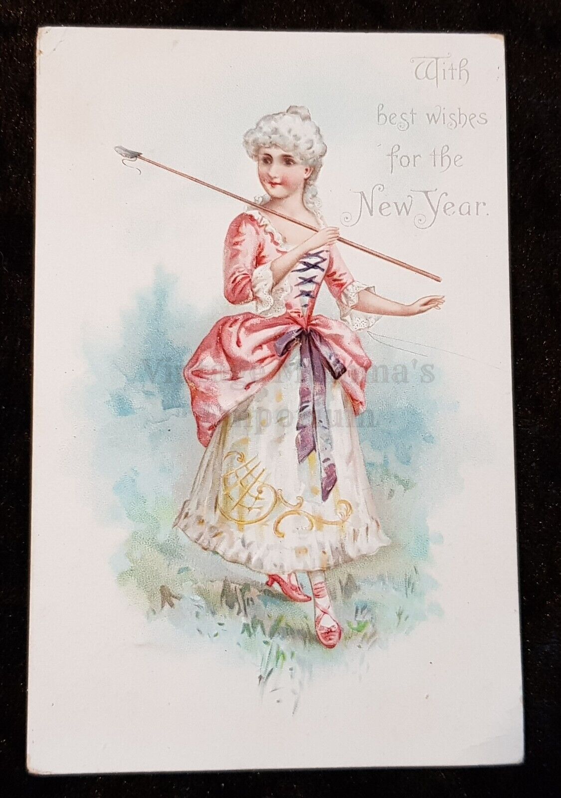 c.1880s Victorian New Year Greeting - Embossed - Raphael Tuck
