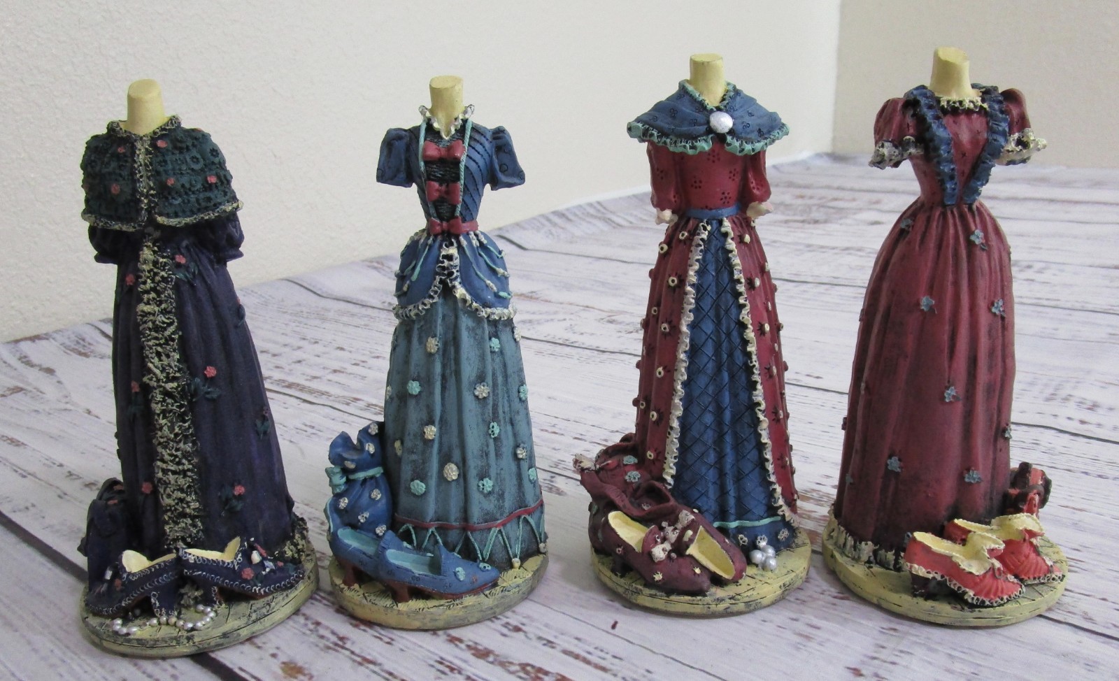 K\'s Collection Fashion Series Victorian Dress Figurines Set of 4 Hand Painted