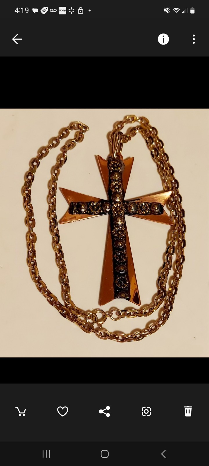 Vintage Handcrafted Ornate Cross Pendant Copper with Rosette Pattern 22\ Vintage Handcrafted Ornate Cross Pendant Copper with Rosette Pattern 22\