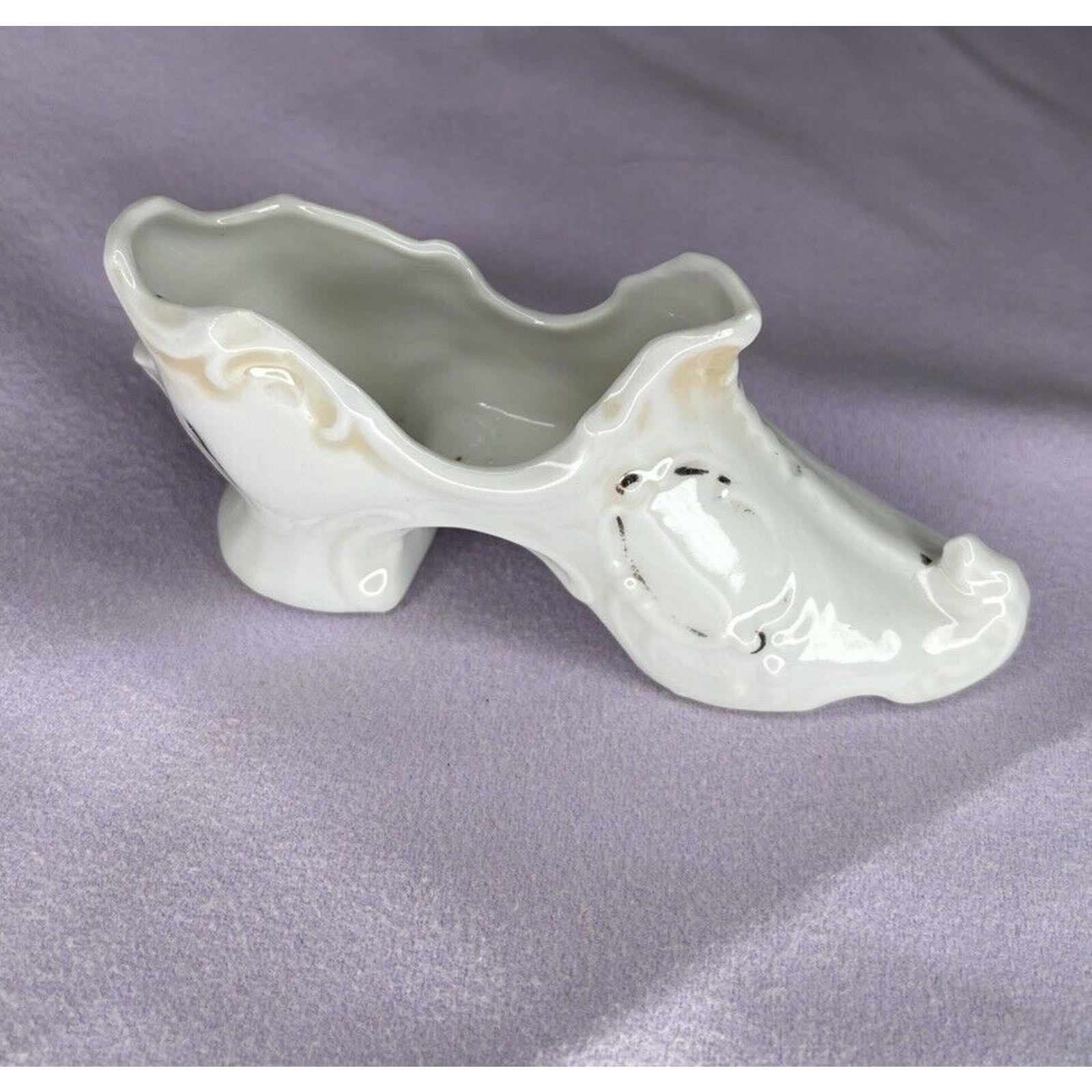 Vintage Cream and Gold Shoe Slipper Porcelain