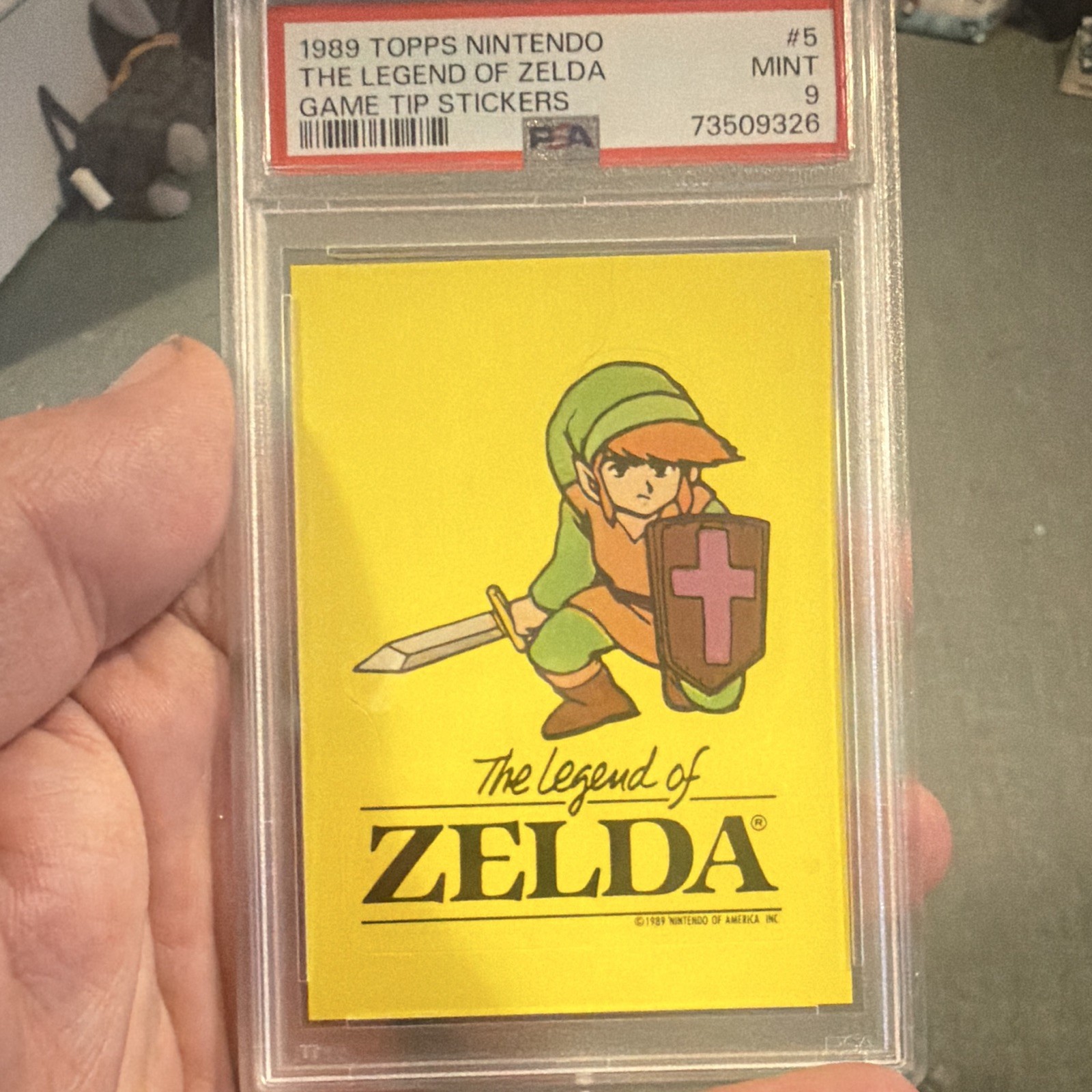 1989 Legend of Zelda Topps Nintendo Game Tip Stickers Link #5 PSA 9