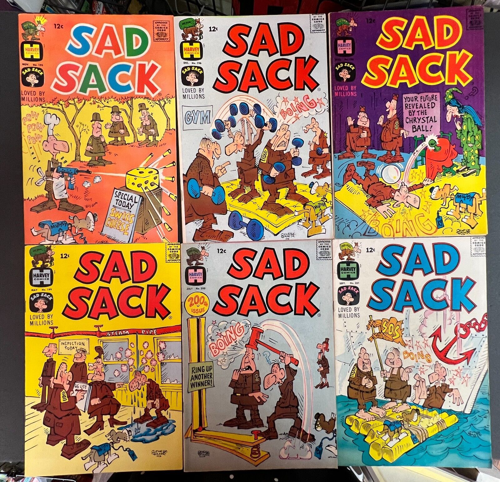 Sad Sack Lot of 10 #195-196, 198-204, 206 Harvey Comics FN-VF