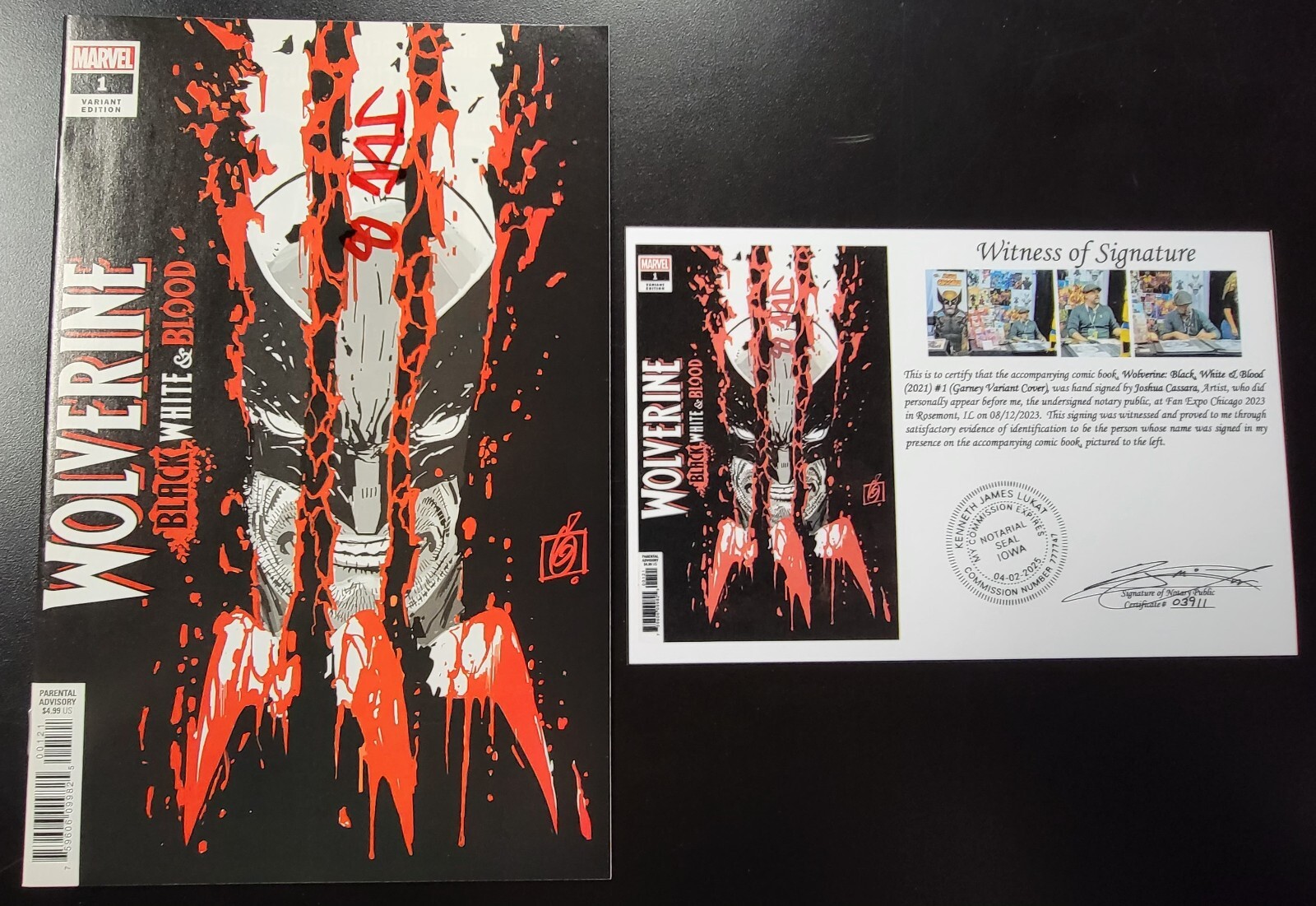 Wolverine: Black, White & Blood (2021) #1 Garney Variant SIGNED Joshua Cassara